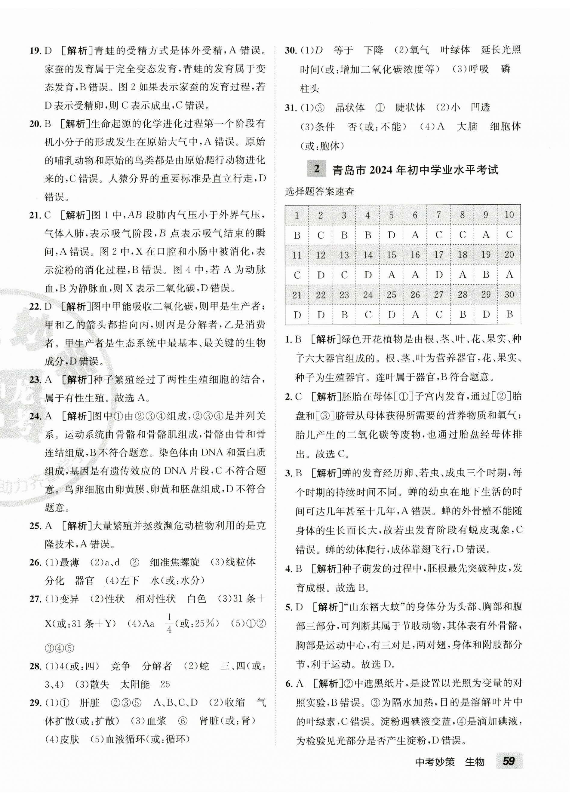 2025年中考妙策生物山東專版 第2頁