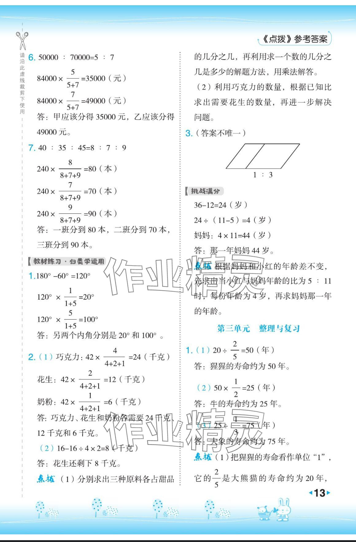 2024年特高級(jí)教師點(diǎn)撥六年級(jí)數(shù)學(xué)上冊(cè)蘇教版 參考答案第13頁(yè)