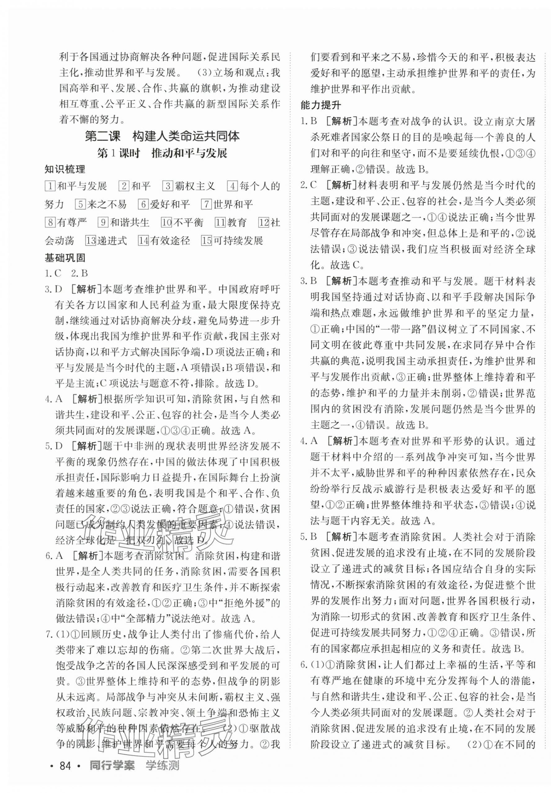 2024年同行學(xué)案學(xué)練測九年級道德與法治下冊人教版 第3頁