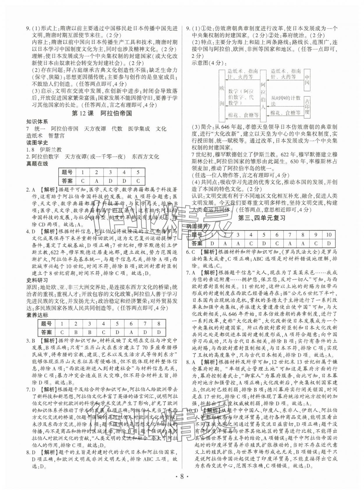 2025年考點跟蹤同步訓練九年級歷史全一冊人教版深圳專版 第8頁