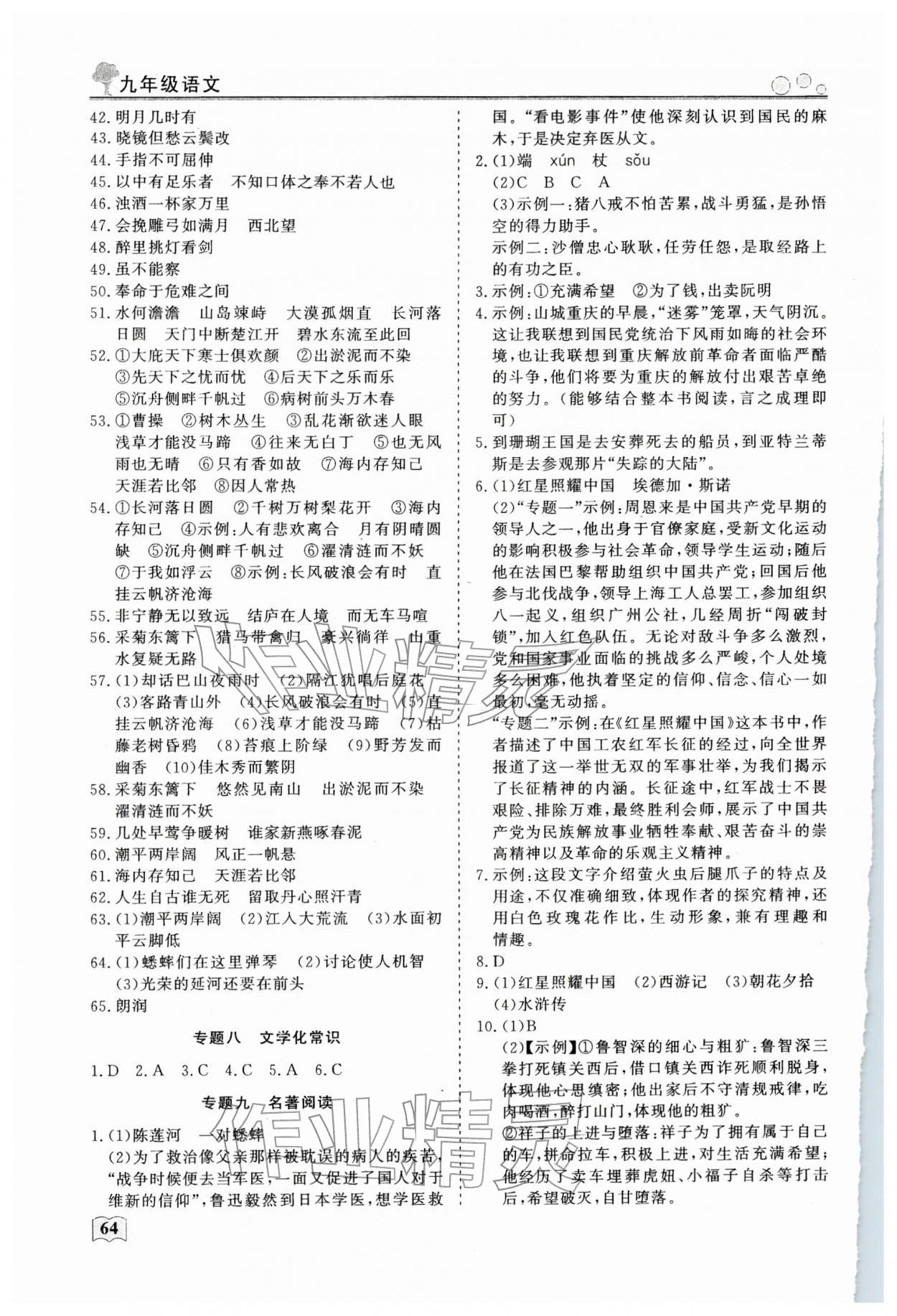 2026年智慧學(xué)習(xí)假期自主學(xué)習(xí)九年級語文&nbsp;第2頁