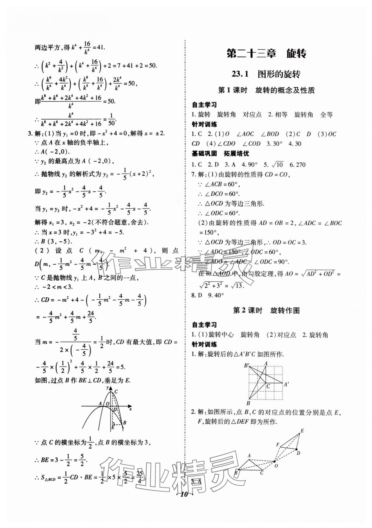 2024年本土攻略九年級(jí)數(shù)學(xué)全一冊(cè)人教版 參考答案第10頁(yè)