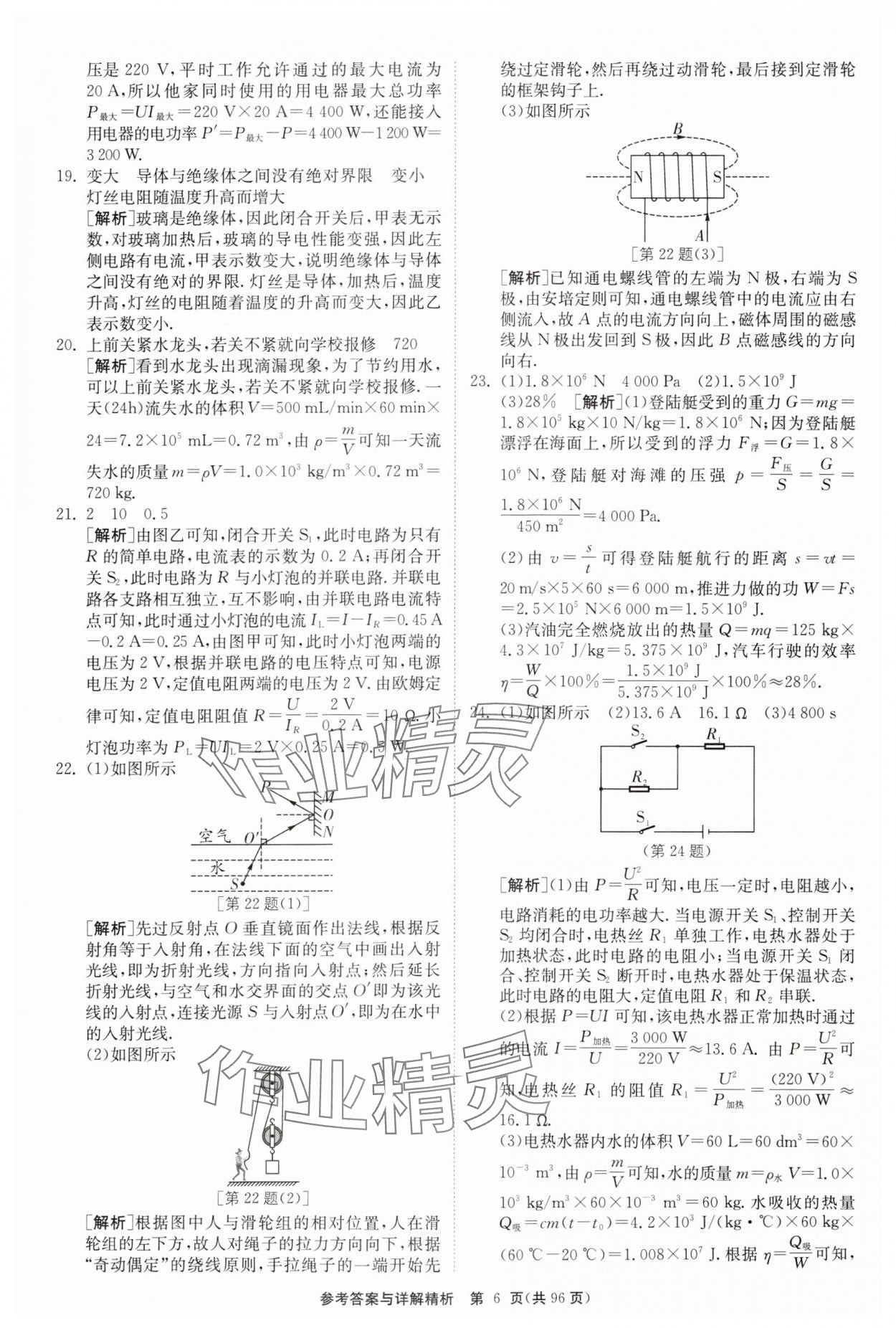 2024年中考復(fù)習(xí)制勝金卷物理揚(yáng)州專版 參考答案第6頁