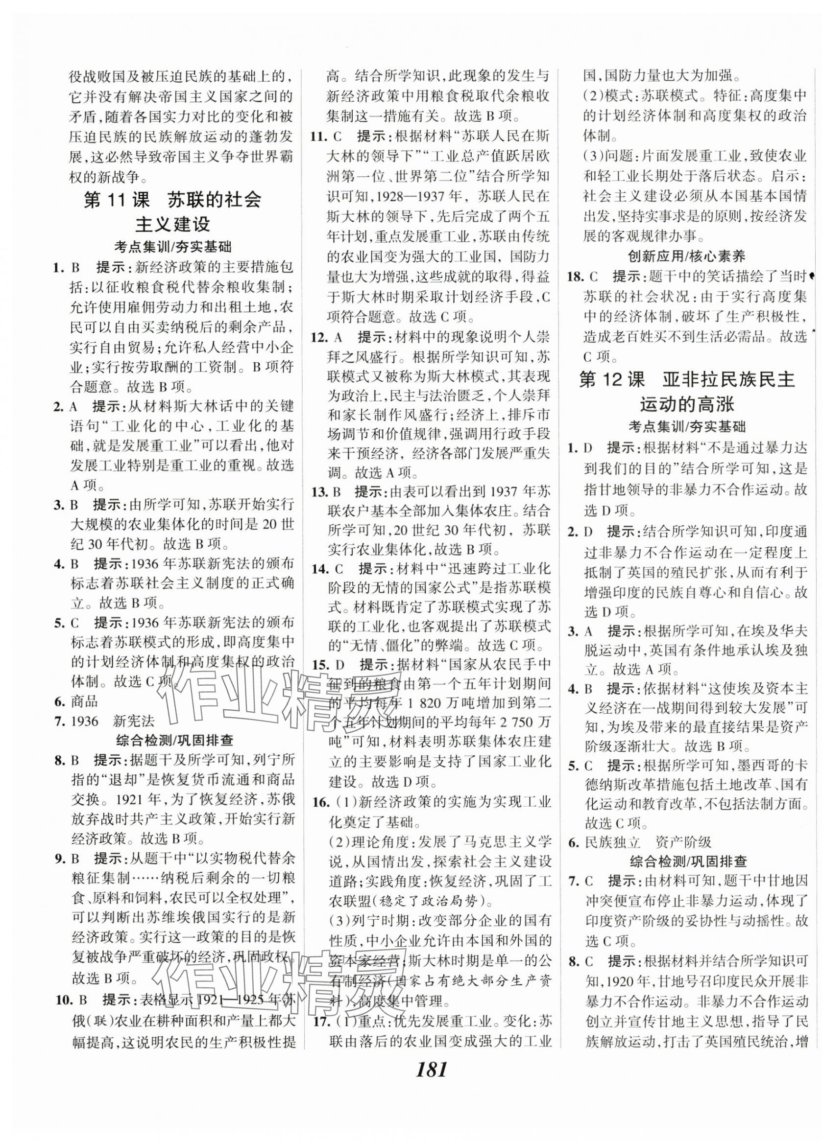 2025年全優(yōu)課堂考點集訓與滿分備考九年級歷史下冊人教版 第7頁