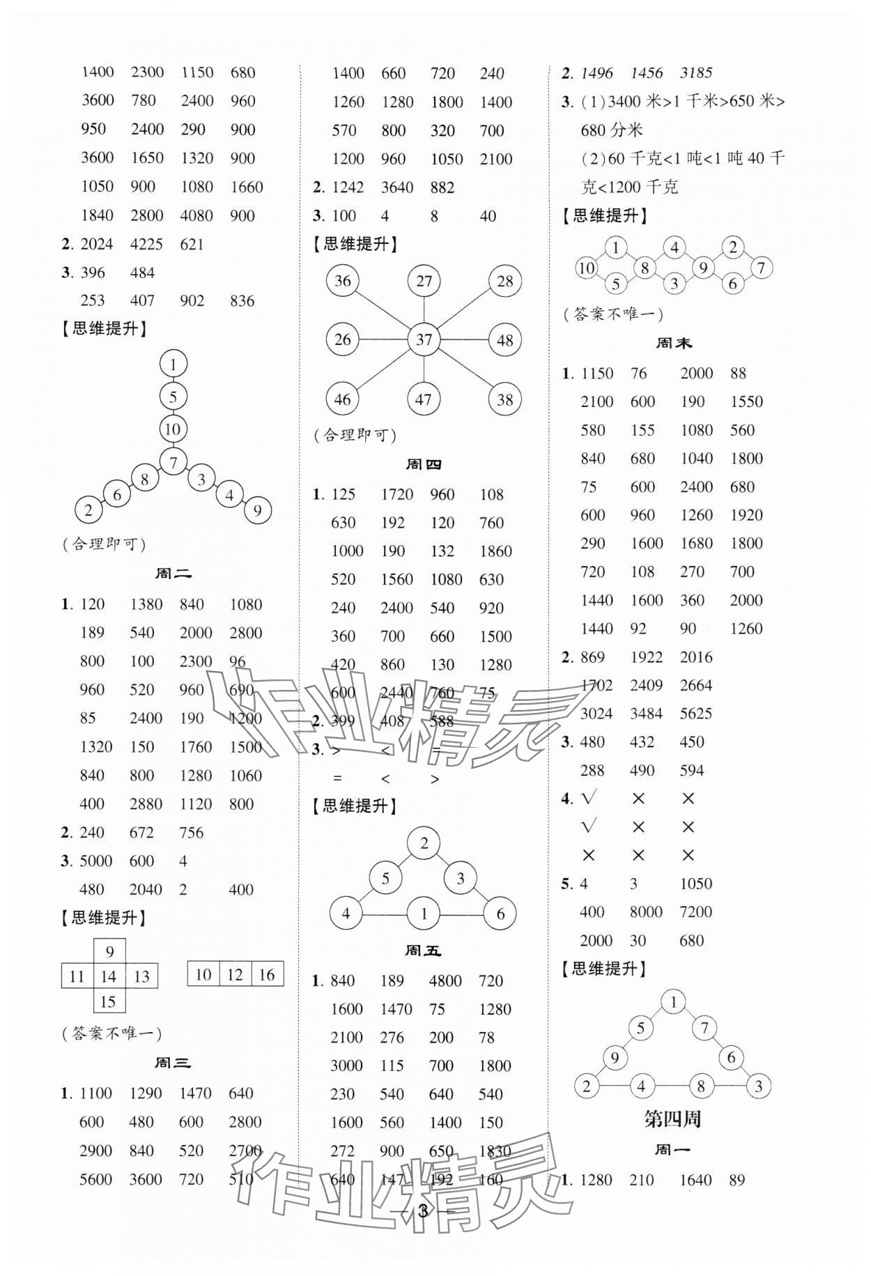 2024年經(jīng)綸學典計算達人三年級數(shù)學下冊蘇教版&nbsp;第3頁