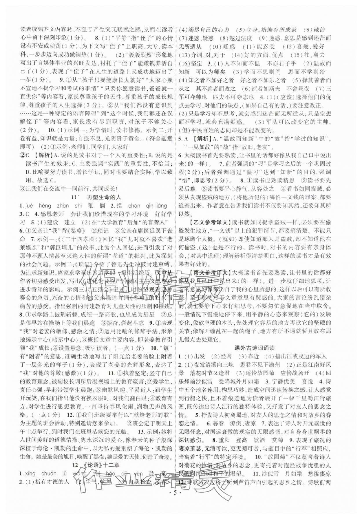 2025年课时掌控七年级语文上册人教版 第5页