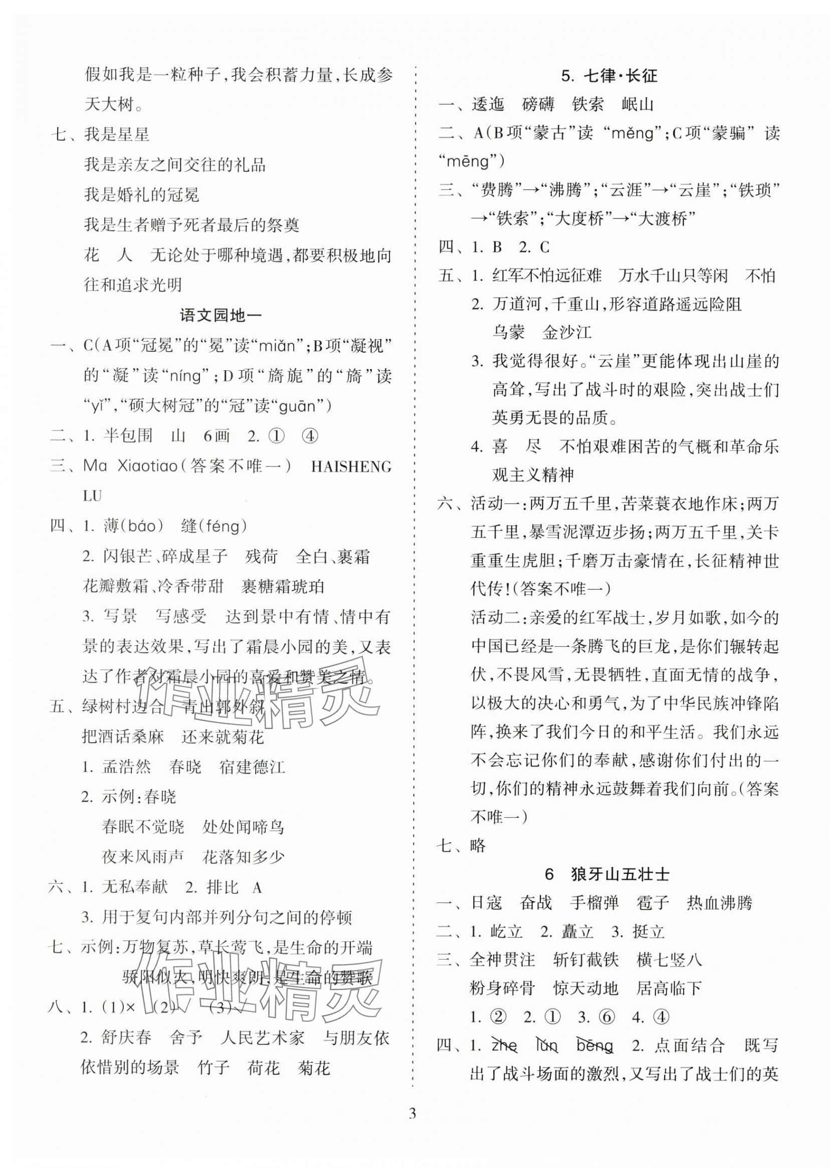 2025年金椰风新课程同步练六年级语文上册人教版 第3页