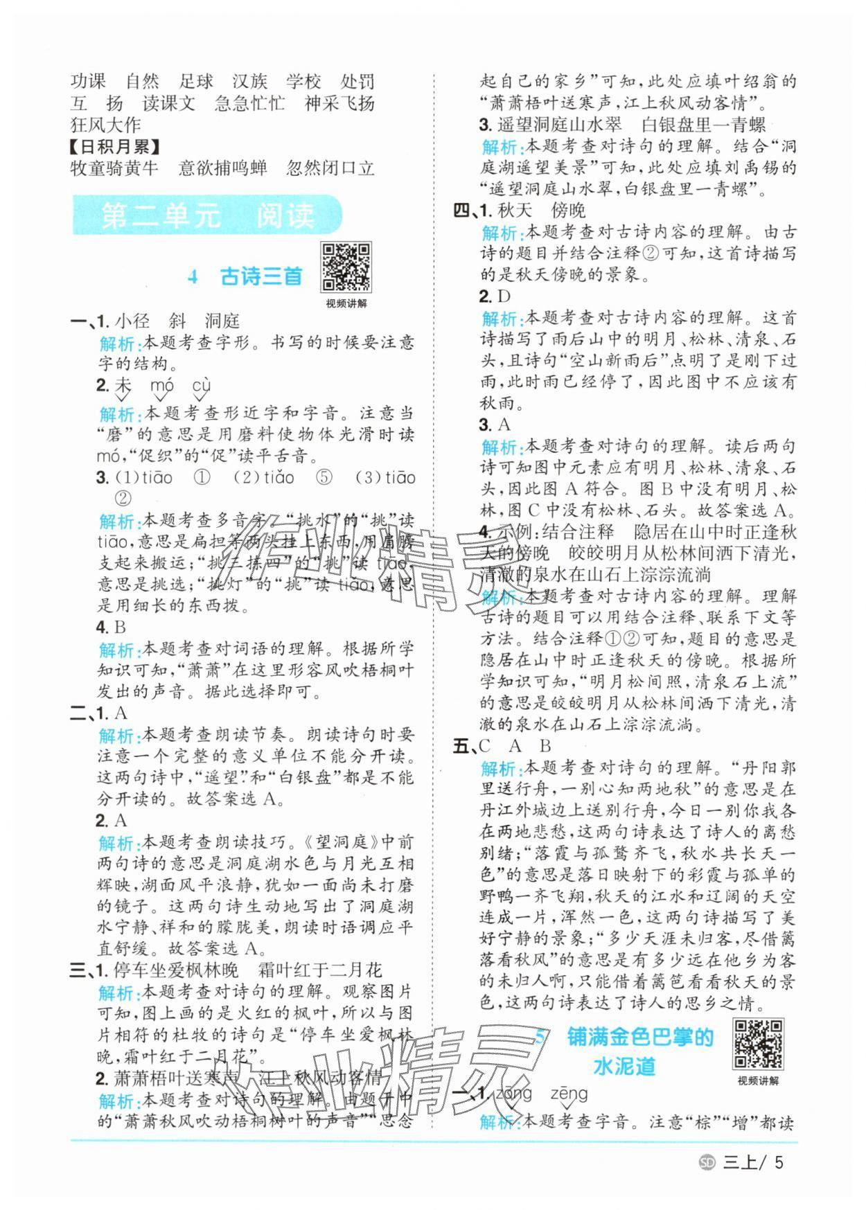 2025年陽光同學(xué)課時(shí)優(yōu)化作業(yè)三年級語文上冊人教版菏澤專版 第5頁