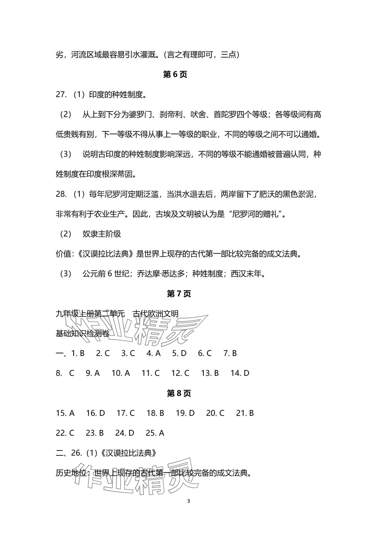 2024年同步練習(xí)冊分層檢測卷九年級歷史全一冊 第3頁