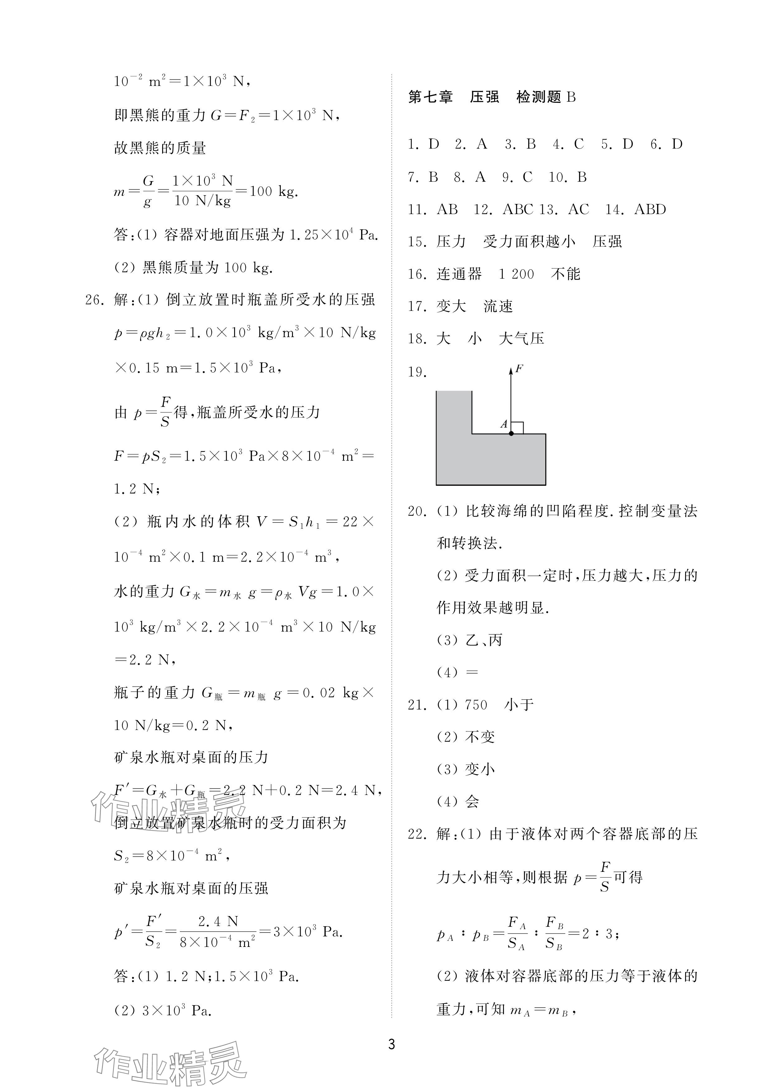 2025年同步練習冊配套檢測卷八年級物理下冊魯科版五四制 參考答案第3頁