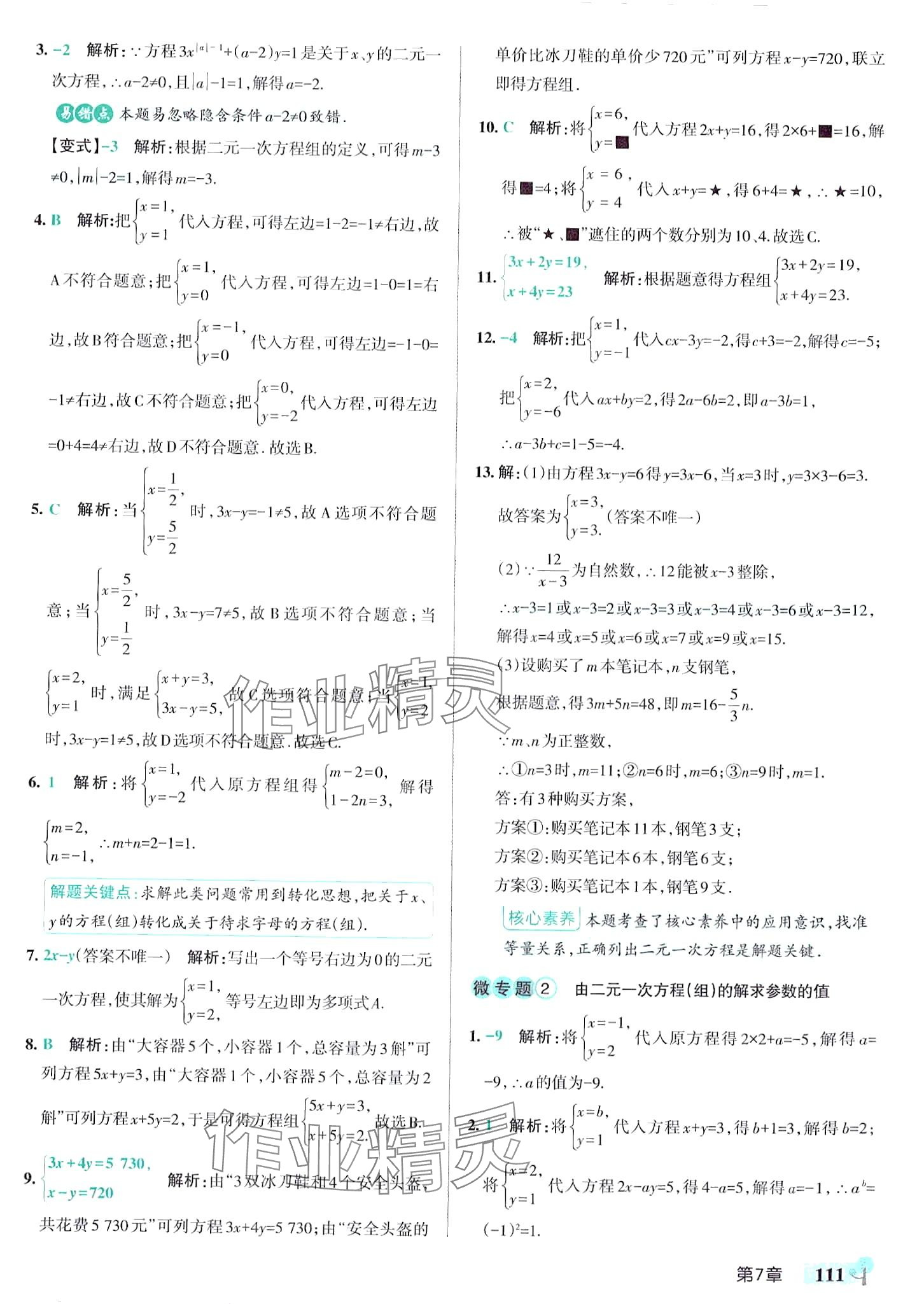 2024年初中學霸創新題七年級數學下冊華師大版 參考答案第13頁