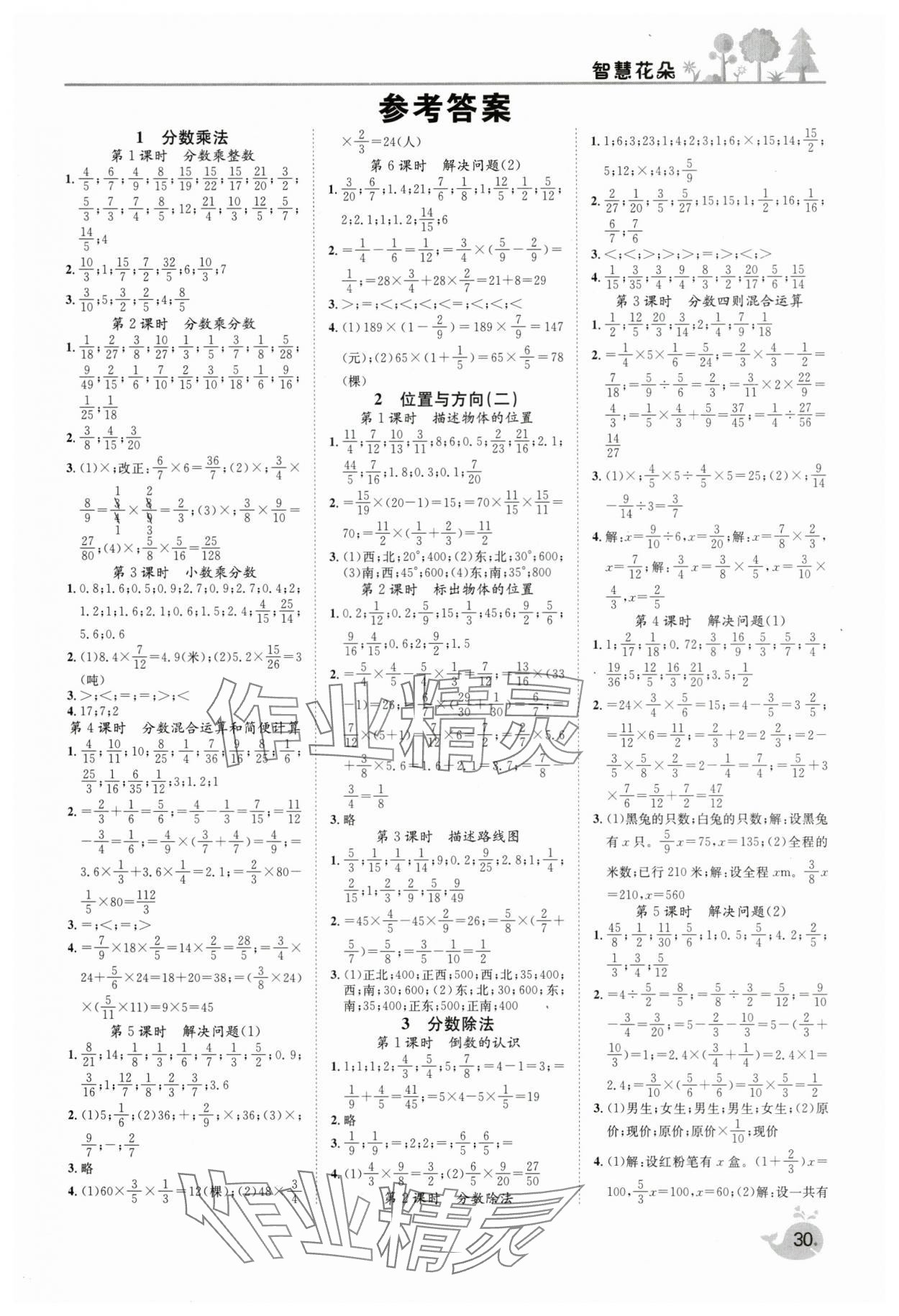 2025年智慧花朵六年级数学上册人教版 第1页