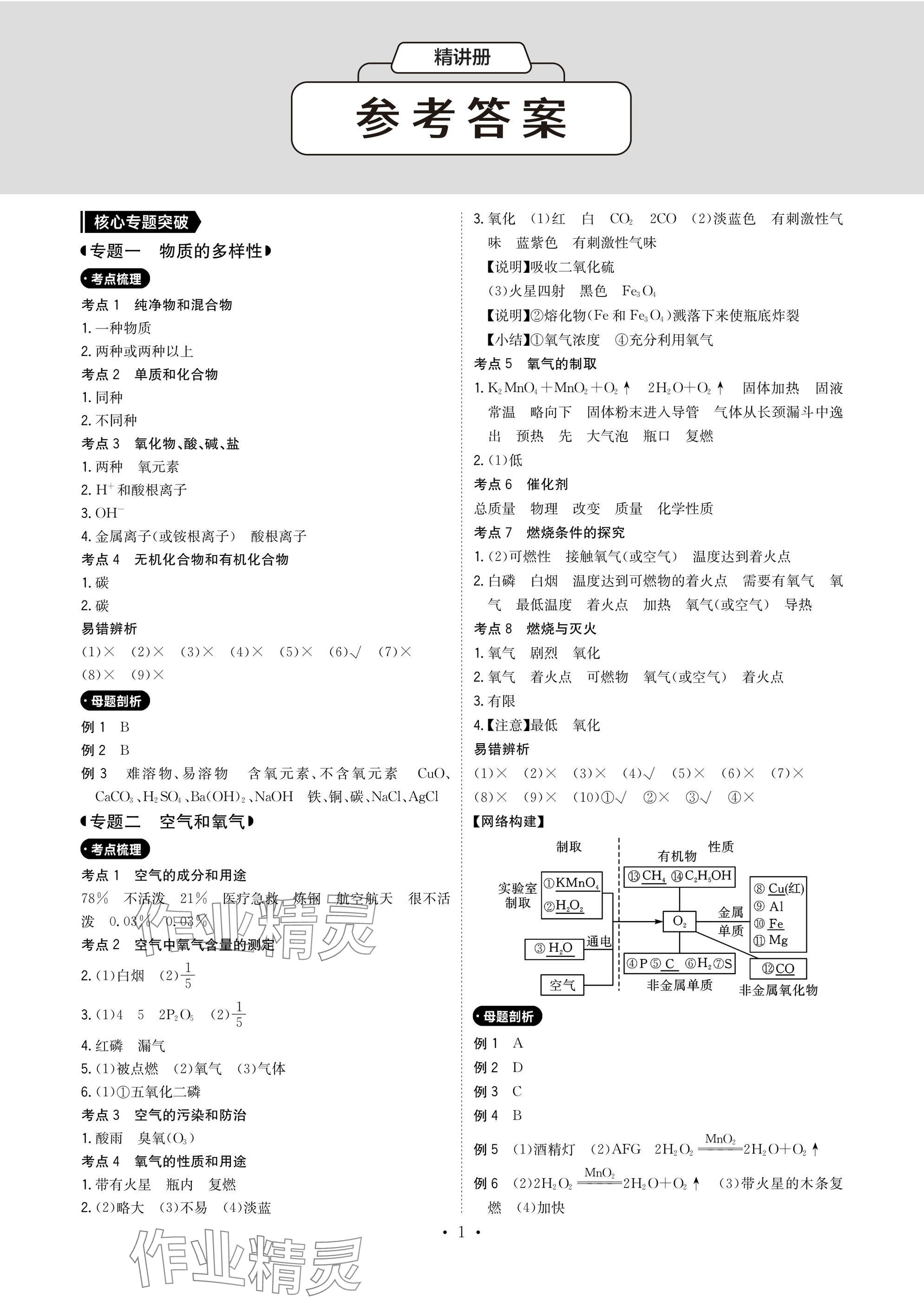 2025年新中考優化方案化學 參考答案第1頁