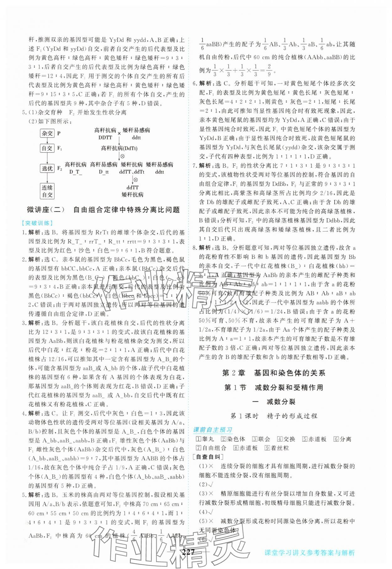 2025年新坐標(biāo)同步練習(xí)高中生物必修2人教版 參考答案第6頁