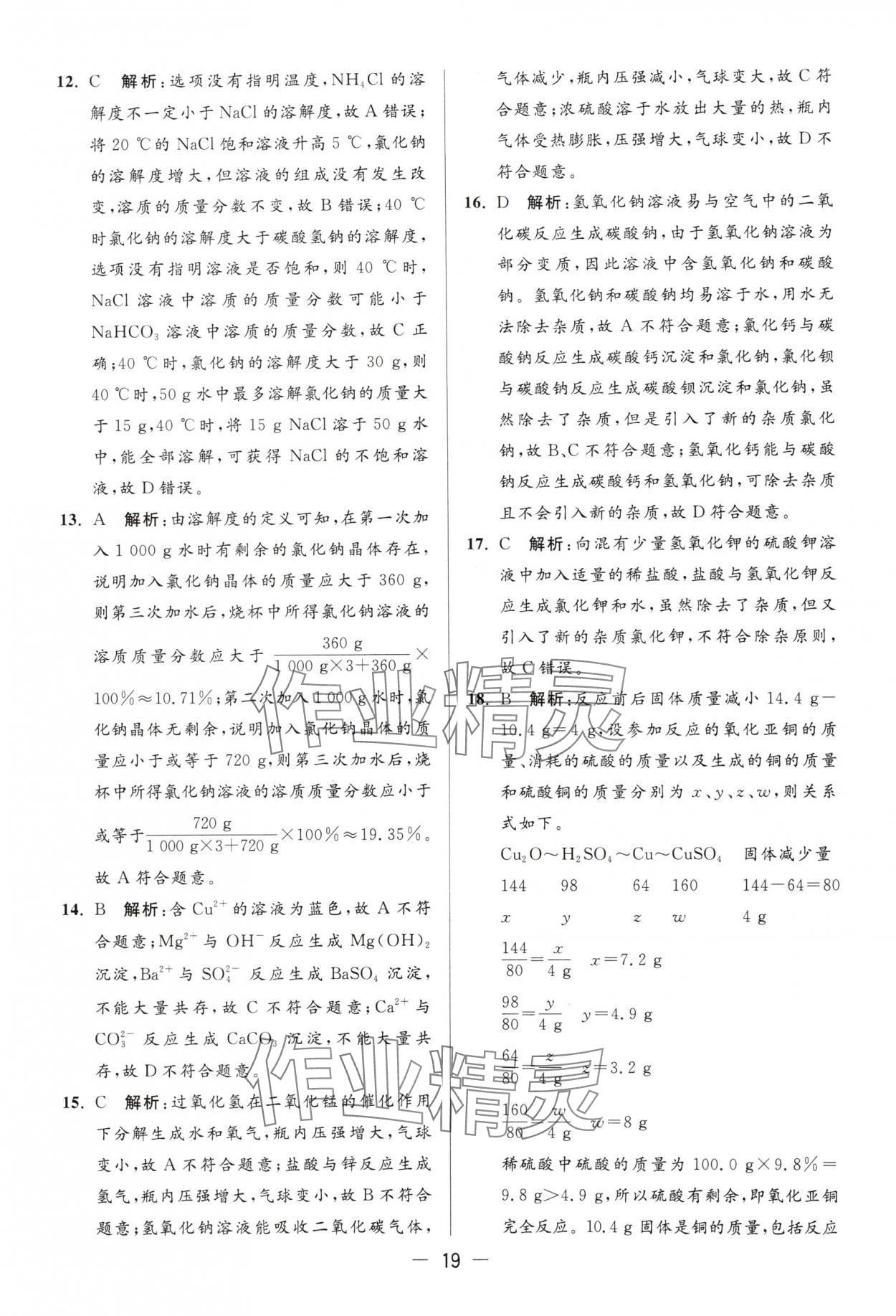 2025年亮点给力大试卷九年级化学下册沪教版 第19页