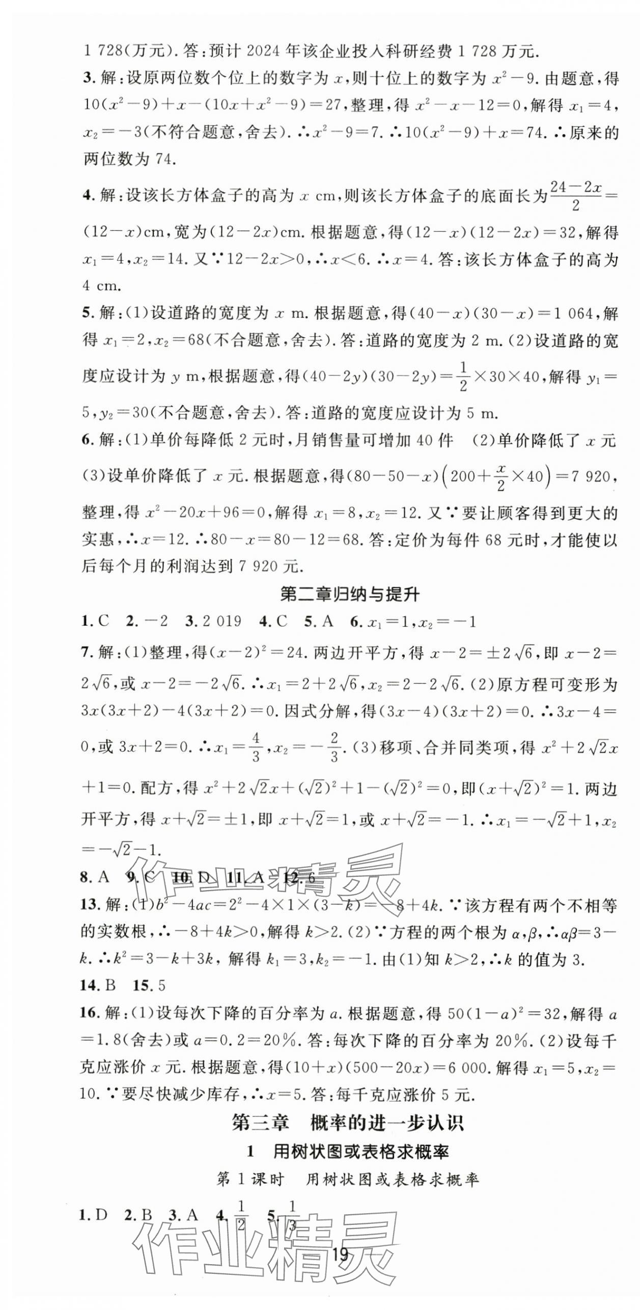 2025年精英新课堂九年级数学全一册北师大版贵州专版 第19页