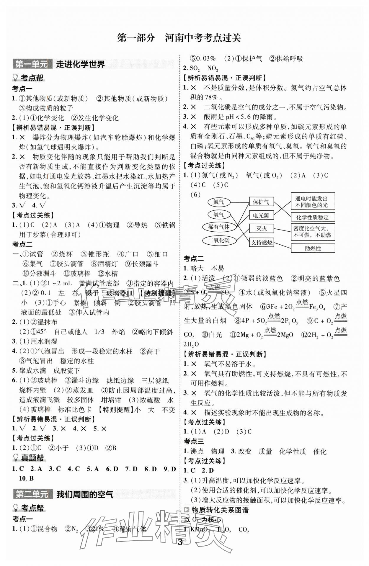 2024年中考幫化學(xué)中考河南專版 參考答案第2頁(yè)