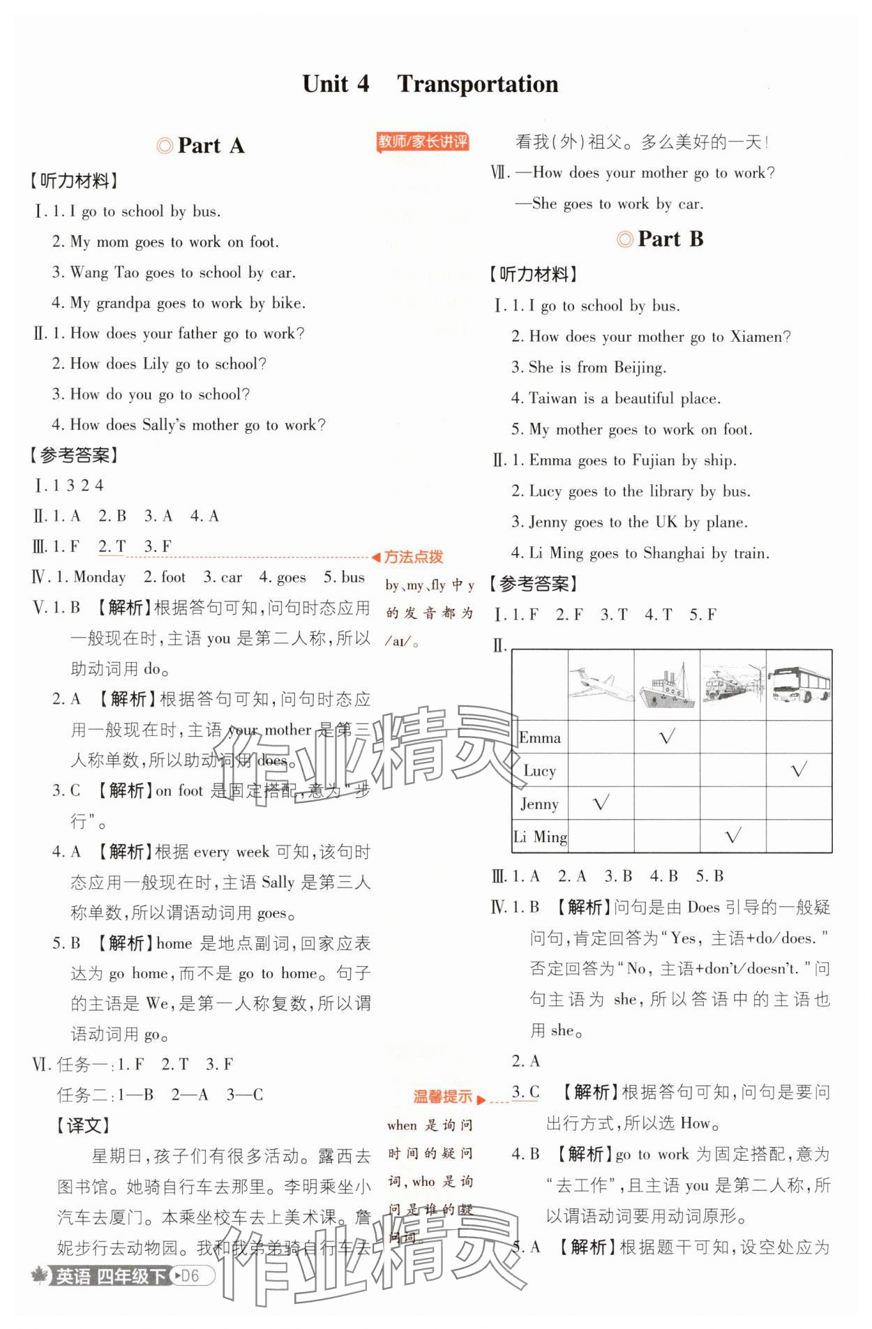 2025年小學(xué)必刷題四年級(jí)英語(yǔ)下冊(cè)閩教版 參考答案第6頁(yè)