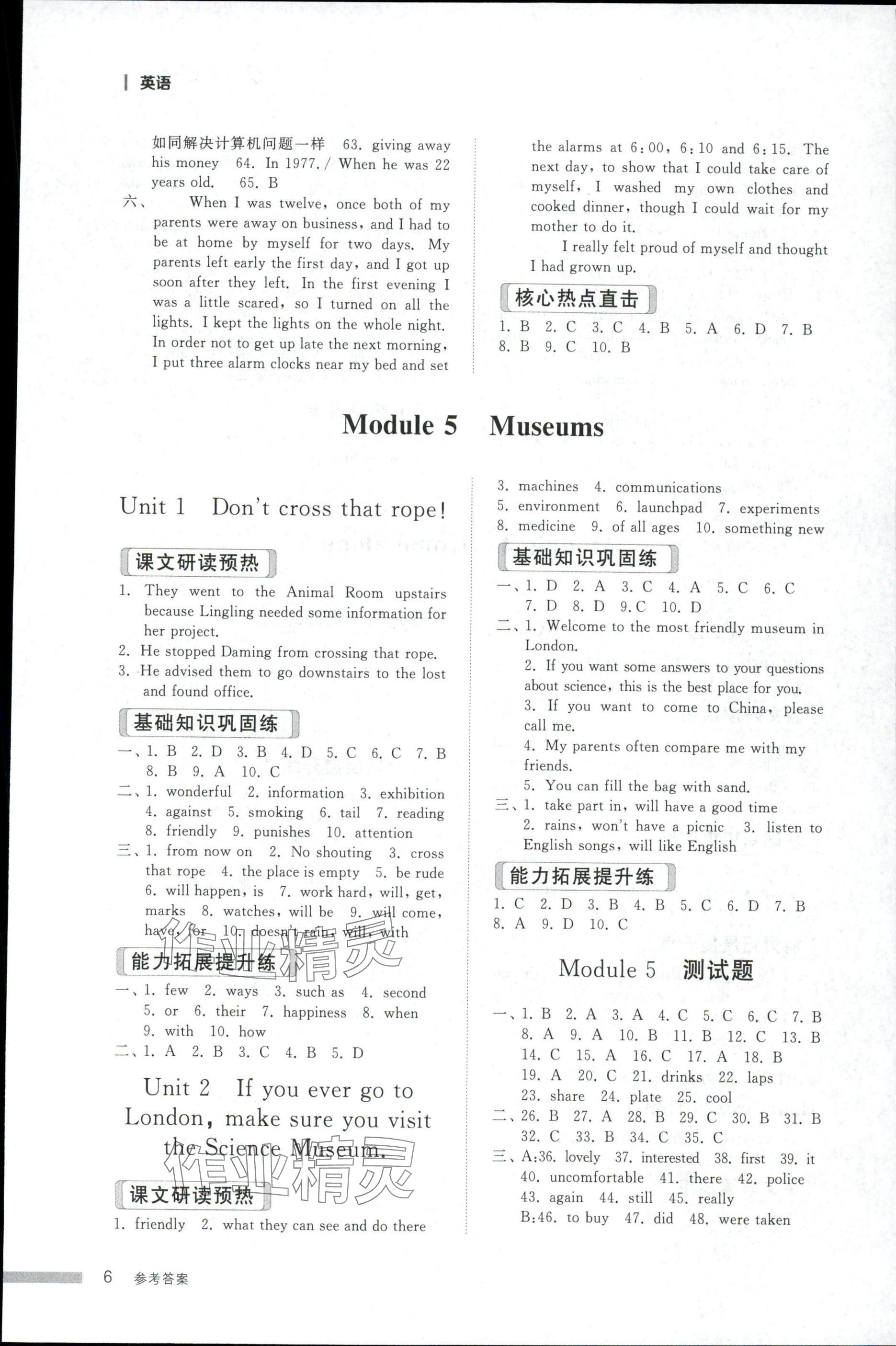 2025年導(dǎo)學(xué)與檢測(cè)九年級(jí)英語(yǔ)全一冊(cè)外研版1&nbsp;參考答案第5頁(yè)