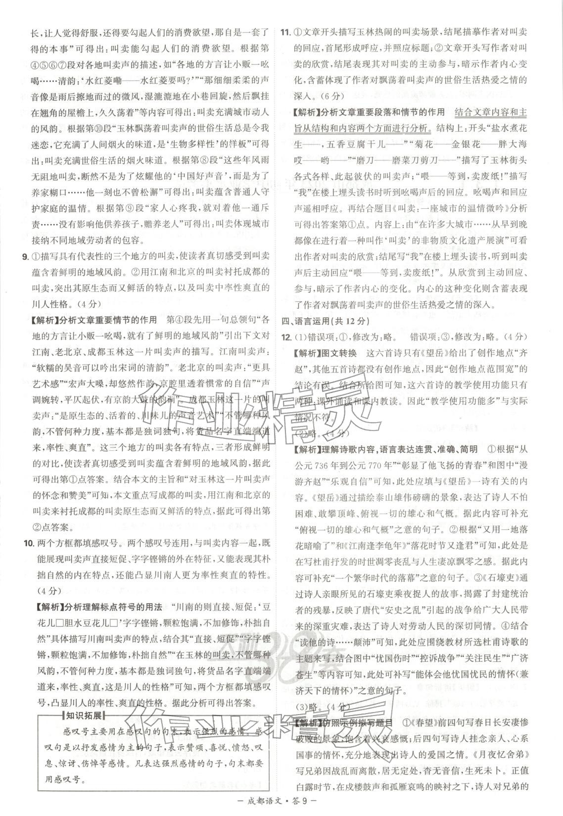 2026年天利38套中考試題精選語文成都專版 第9頁