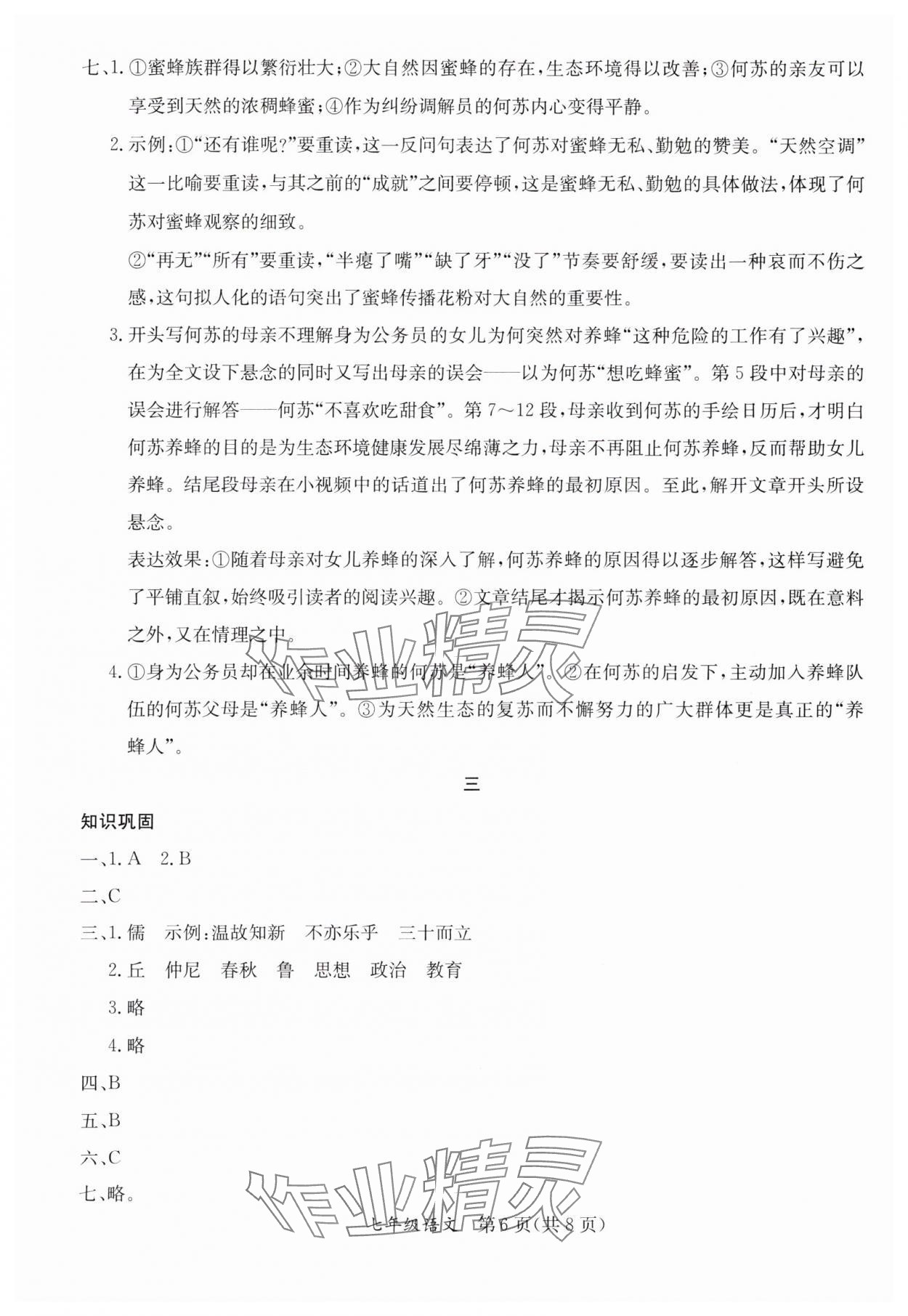 2025年寒假作業(yè)延邊教育出版社七年級合訂本人教版A版河南專版 參考答案第6頁