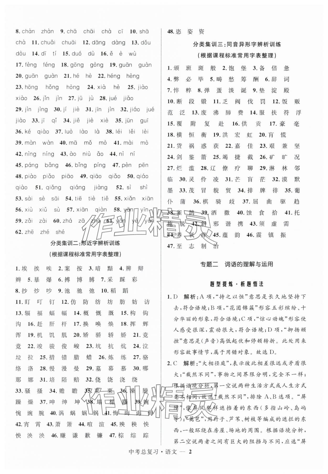 2024年创新与探究中考总复习语文 参考答案第2页