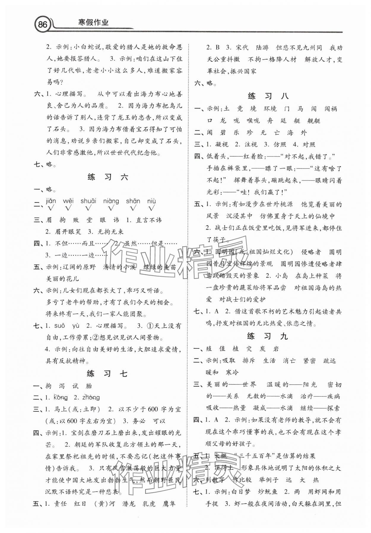 2025年寒假作業(yè)河北美術出版社五年級語文 第2頁