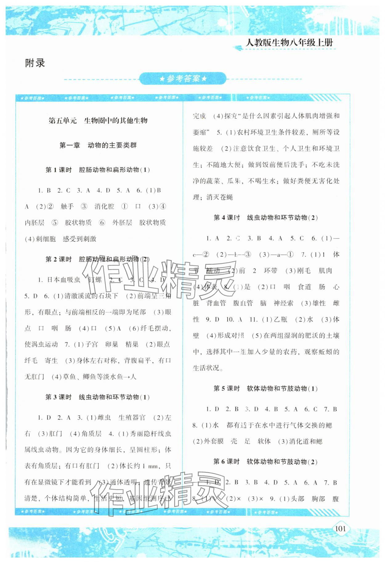 2024年同步实践评价课程基础训练八年级生物上册人教版 第1页