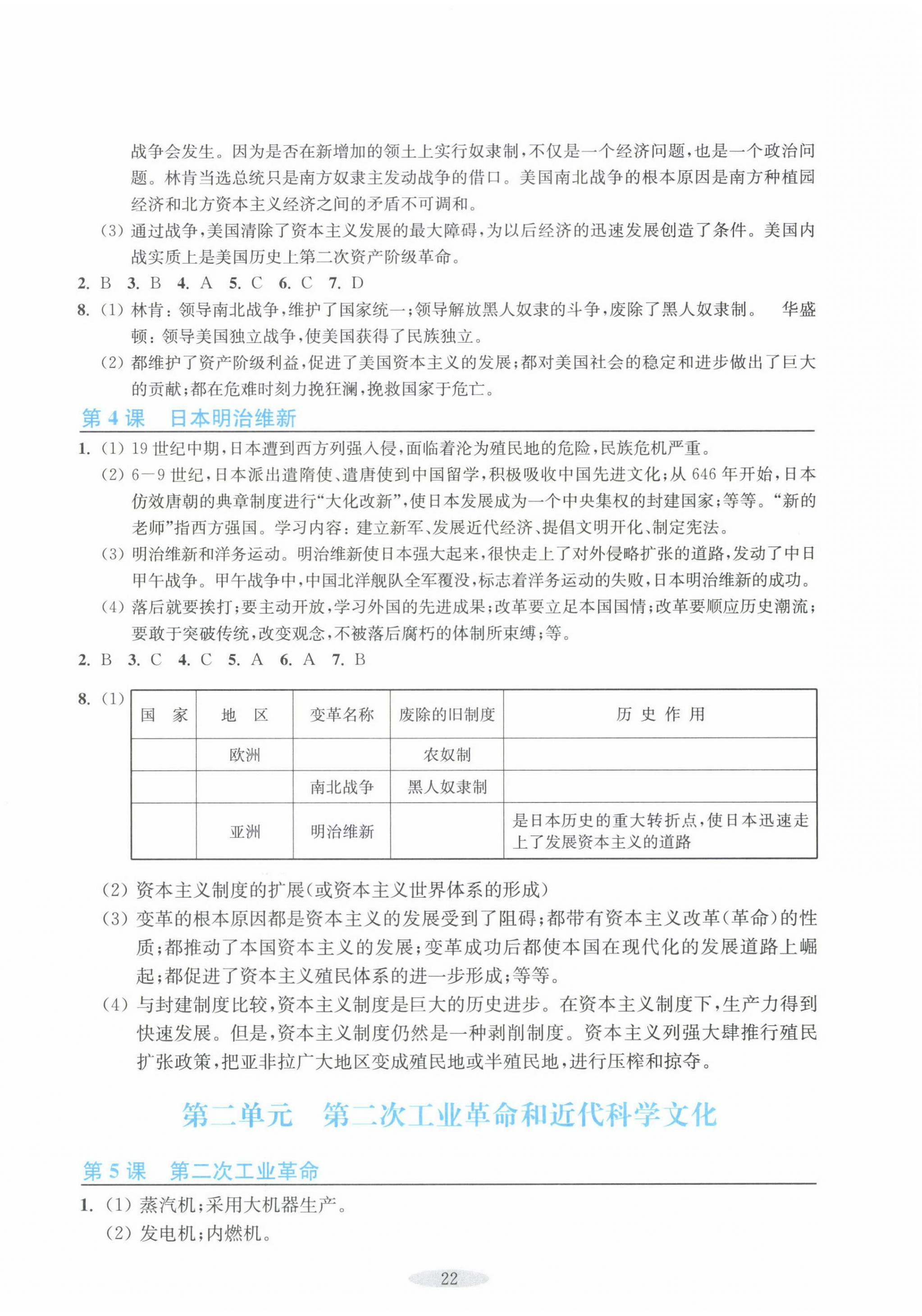 2024年預學與導學九年級歷史下冊人教版 參考答案第2頁