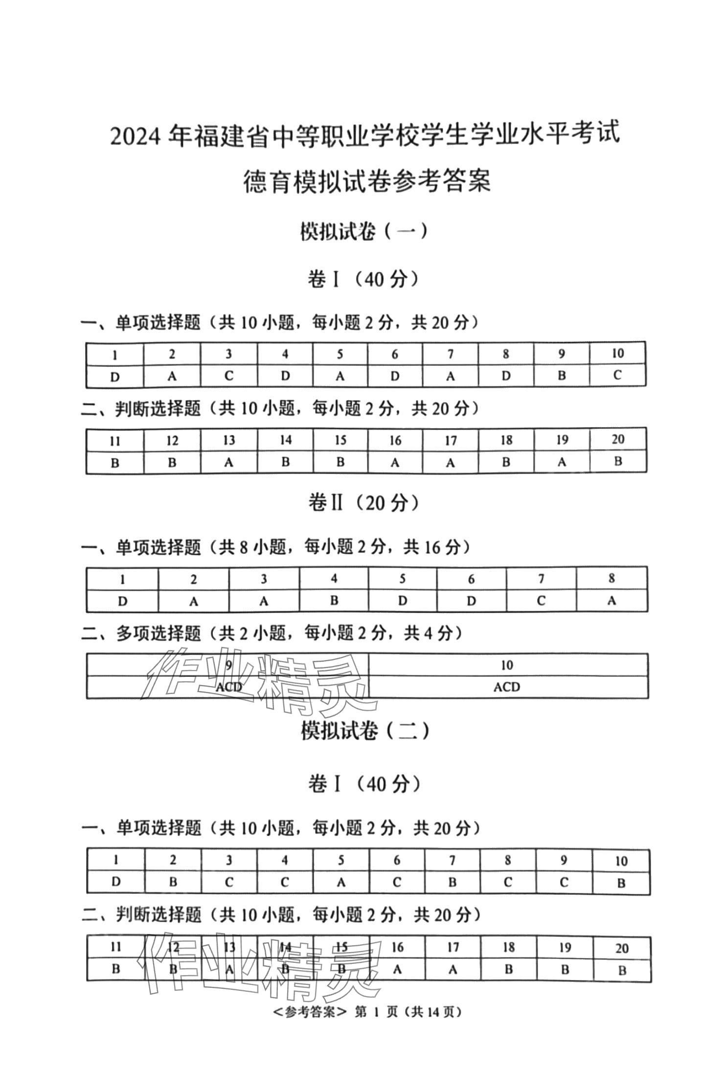 2024年福建省學校學生水平考試德育模擬試卷航空工業出版社中職德育 第2頁
