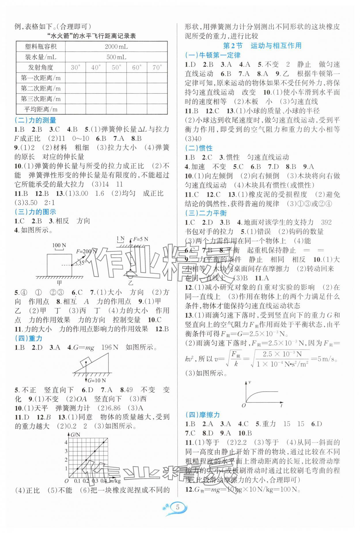2025年全優(yōu)方案夯實(shí)與提高八年級(jí)科學(xué)上冊(cè)浙教版 參考答案第4頁(yè)