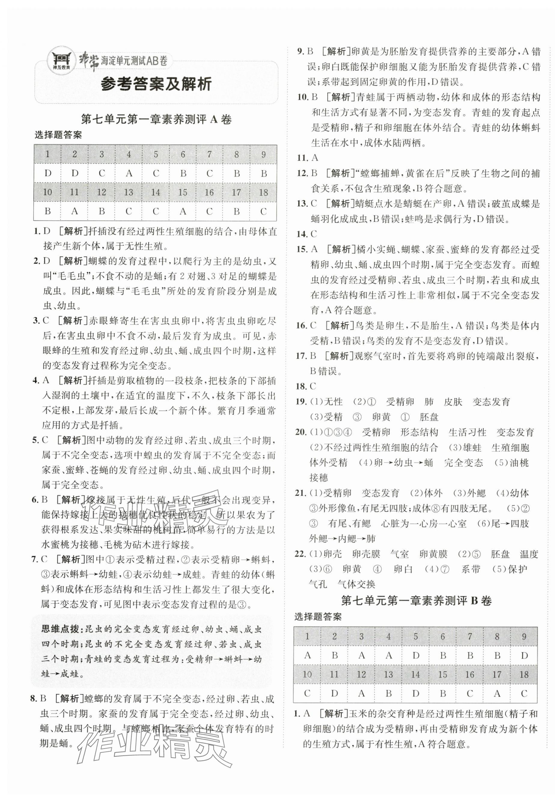 2025年海淀單元測(cè)試AB卷八年級(jí)生物下冊(cè)人教版 第1頁(yè)