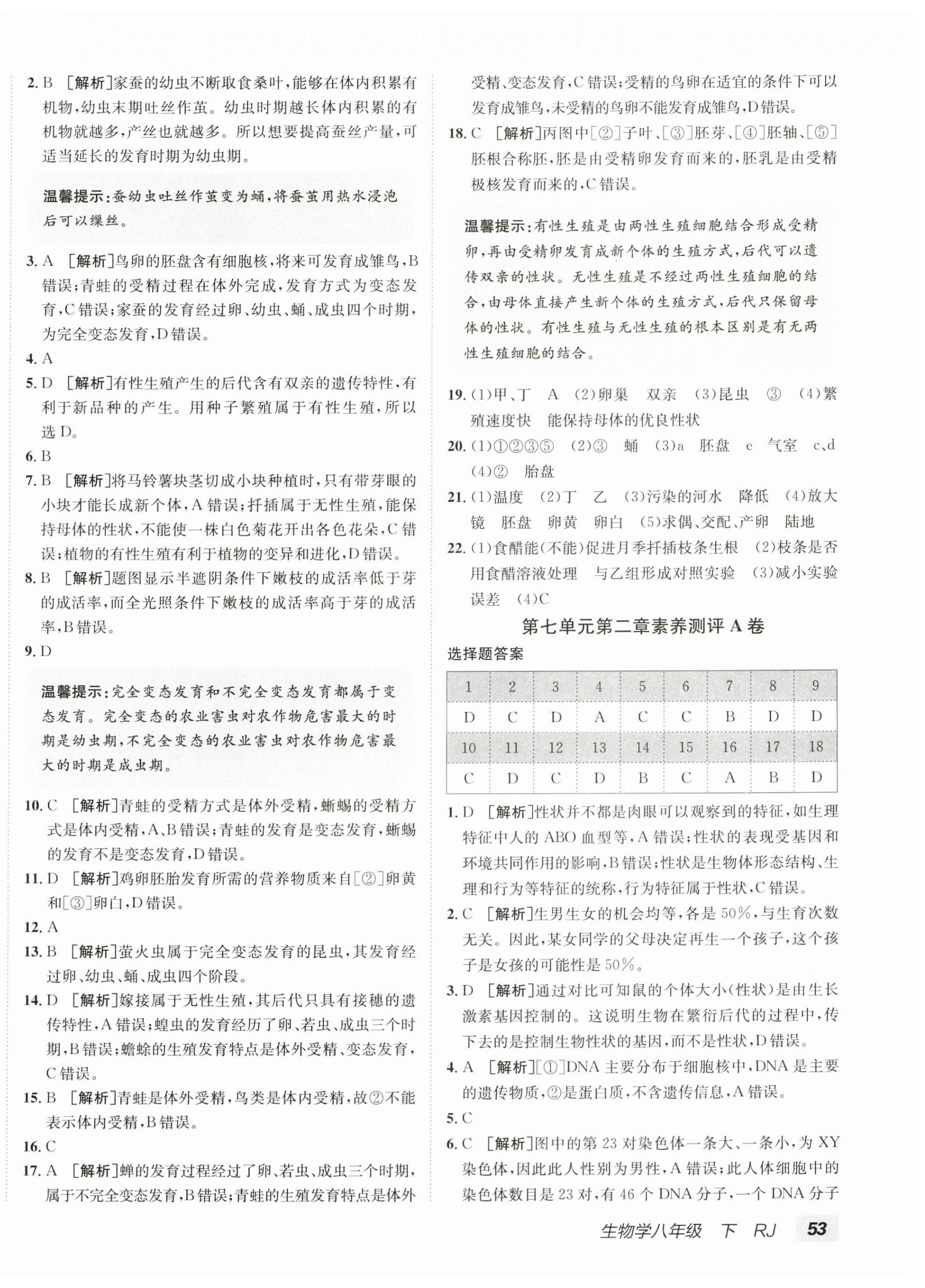 2025年海淀单元测试AB卷八年级生物下册人教版 第2页