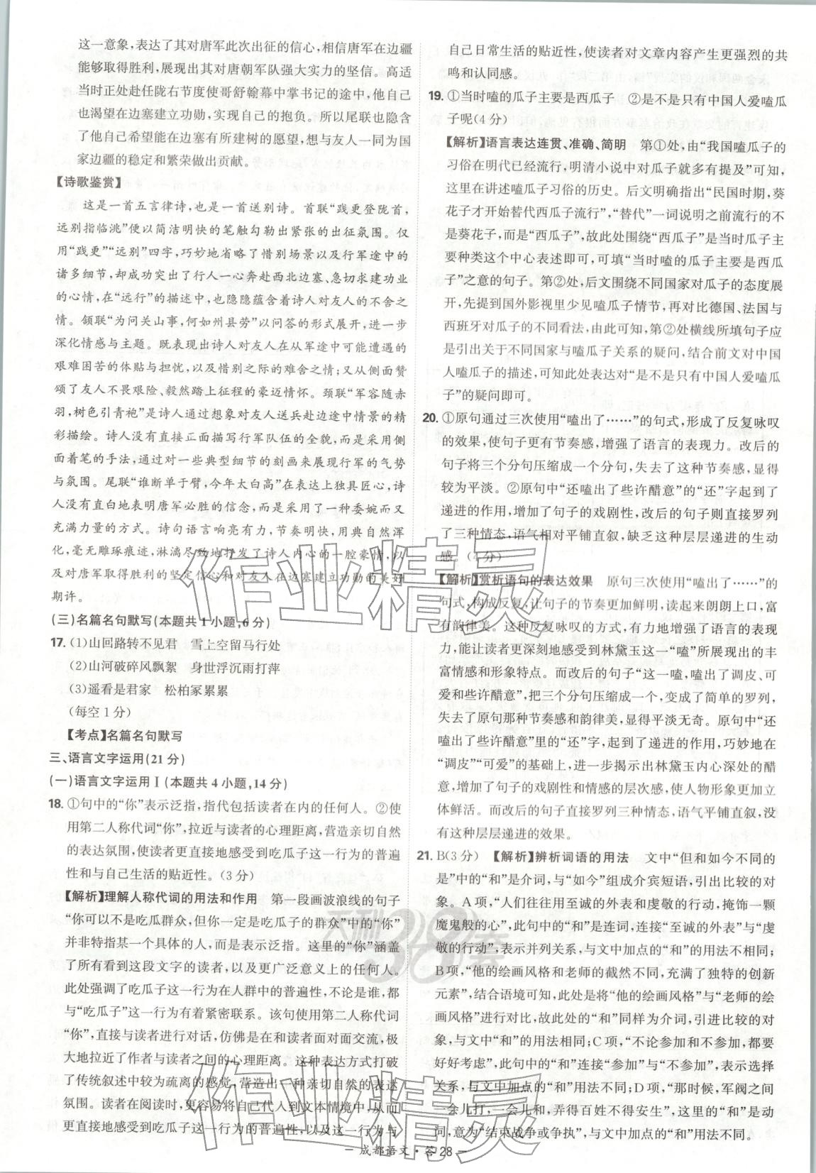 2026年天利38套中考試題精選語文成都專版 第28頁