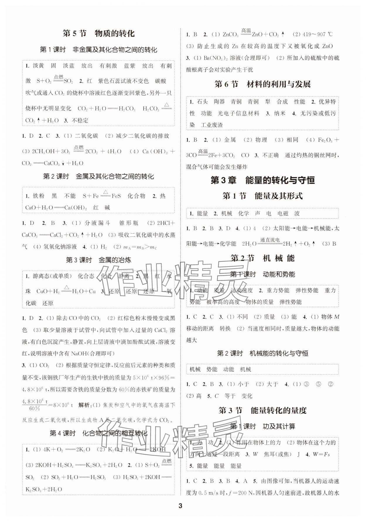 2025年通城學(xué)典課時(shí)作業(yè)本九年級科學(xué)全一冊浙教版 第3頁