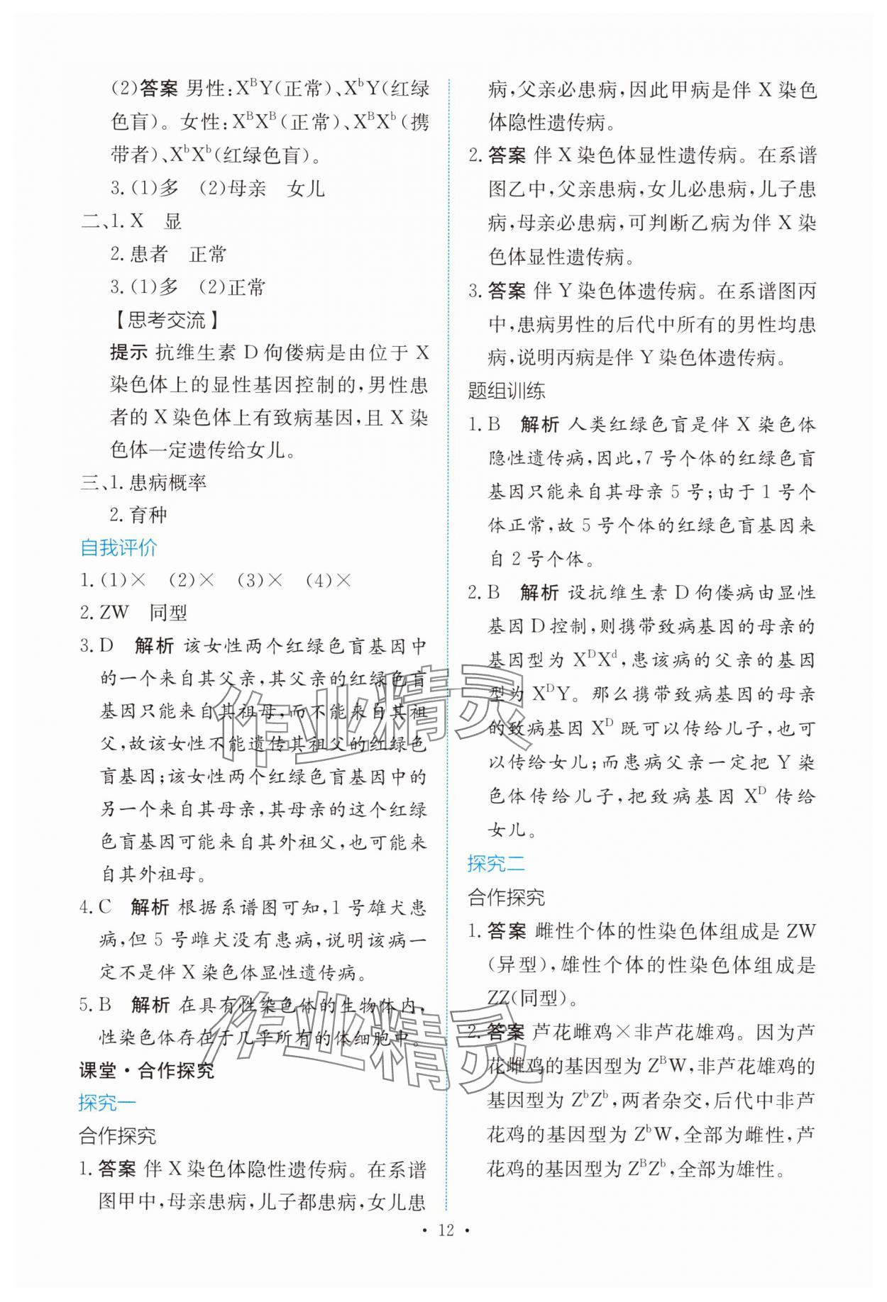 2025年能力培養與測試高中生物必修2人教版&nbsp;參考答案第11頁