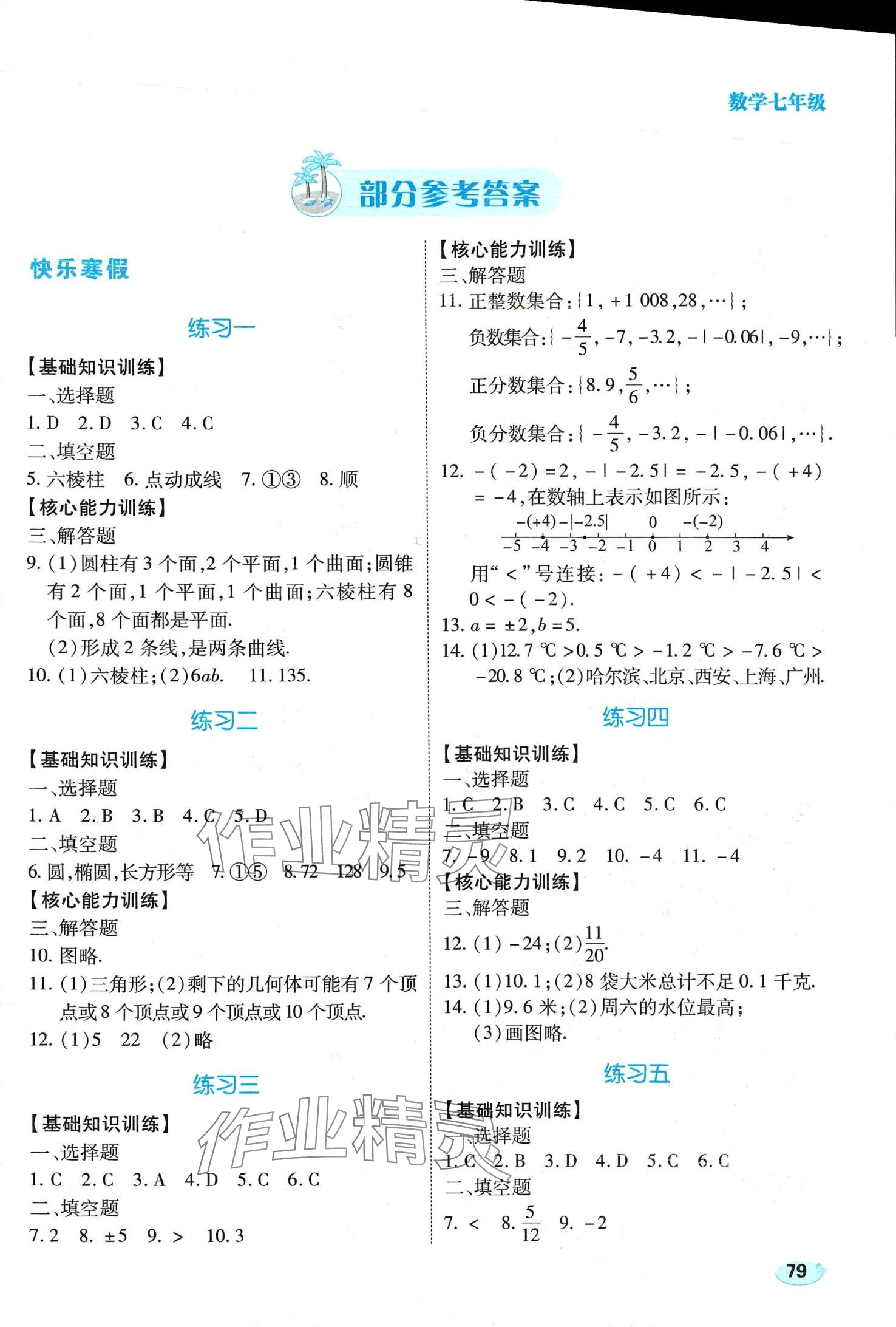 2024年樂享寒假生活七年級數(shù)學(xué) 第1頁