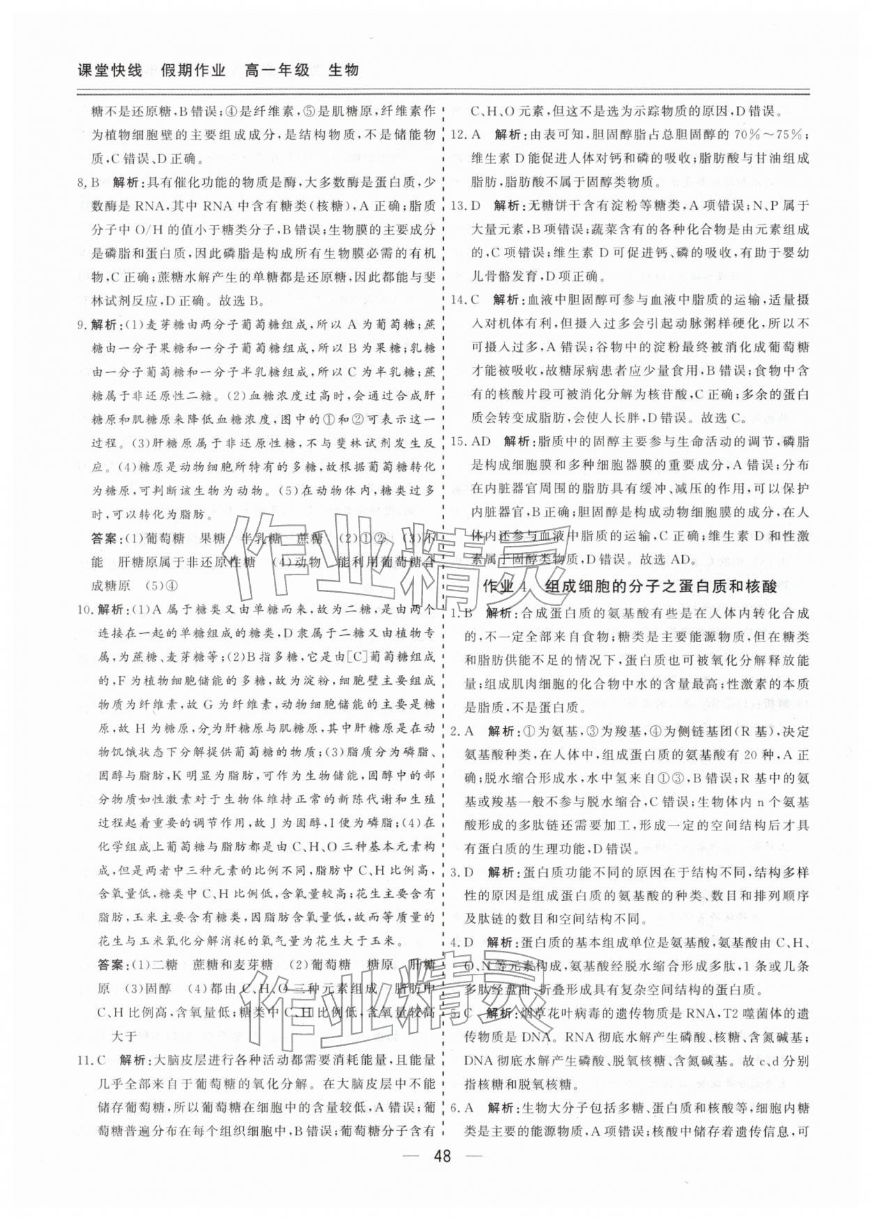 2026年課堂快線假期作業(yè)高一生物&nbsp;第4頁(yè)