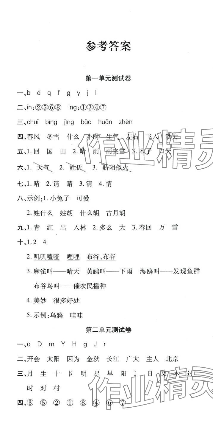 2024年品優好卷滿分測評一年級語文下冊人教版 第1頁