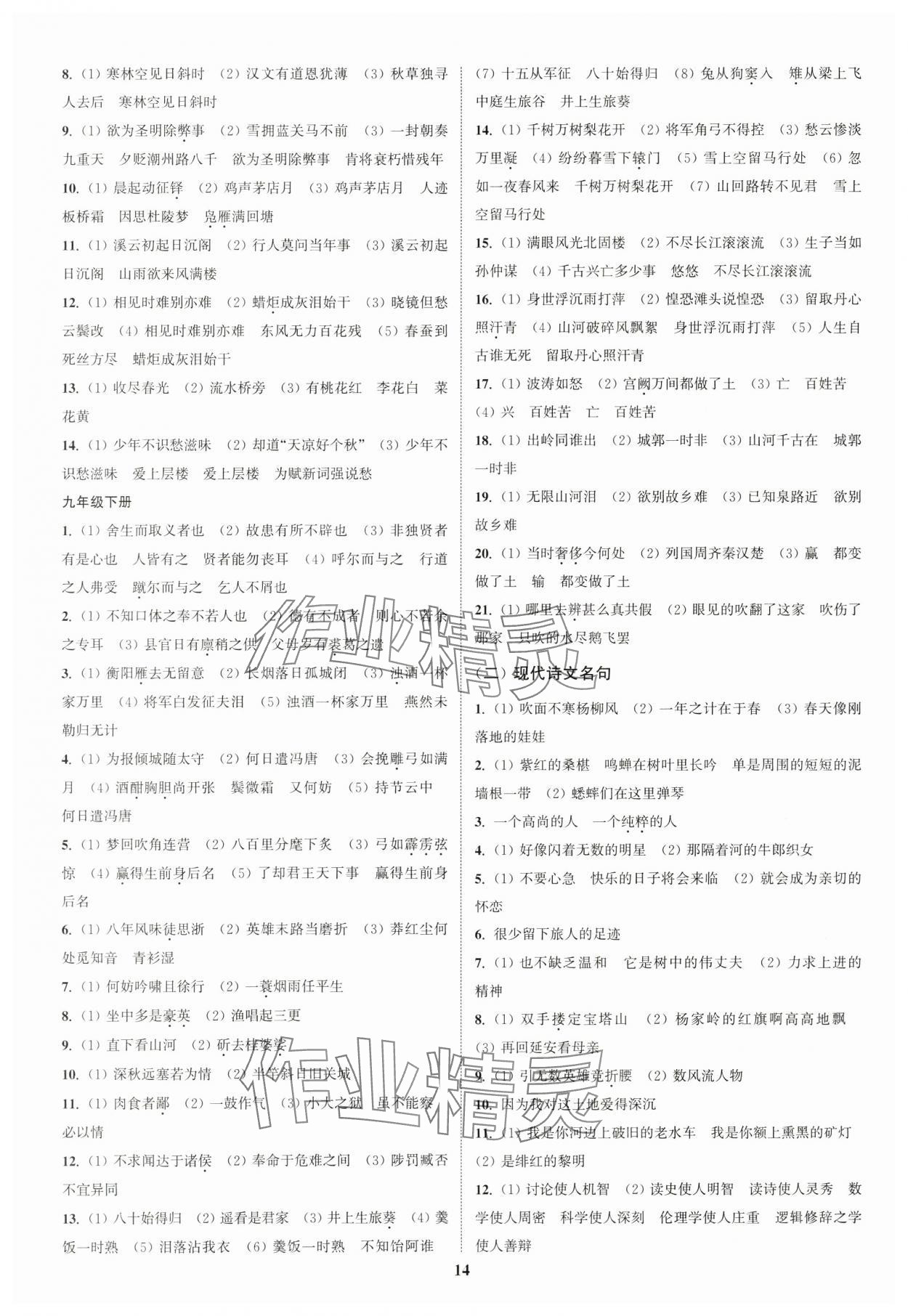 2024年通城学典通城1典中考复习方略语文南通专用 参考答案第13页