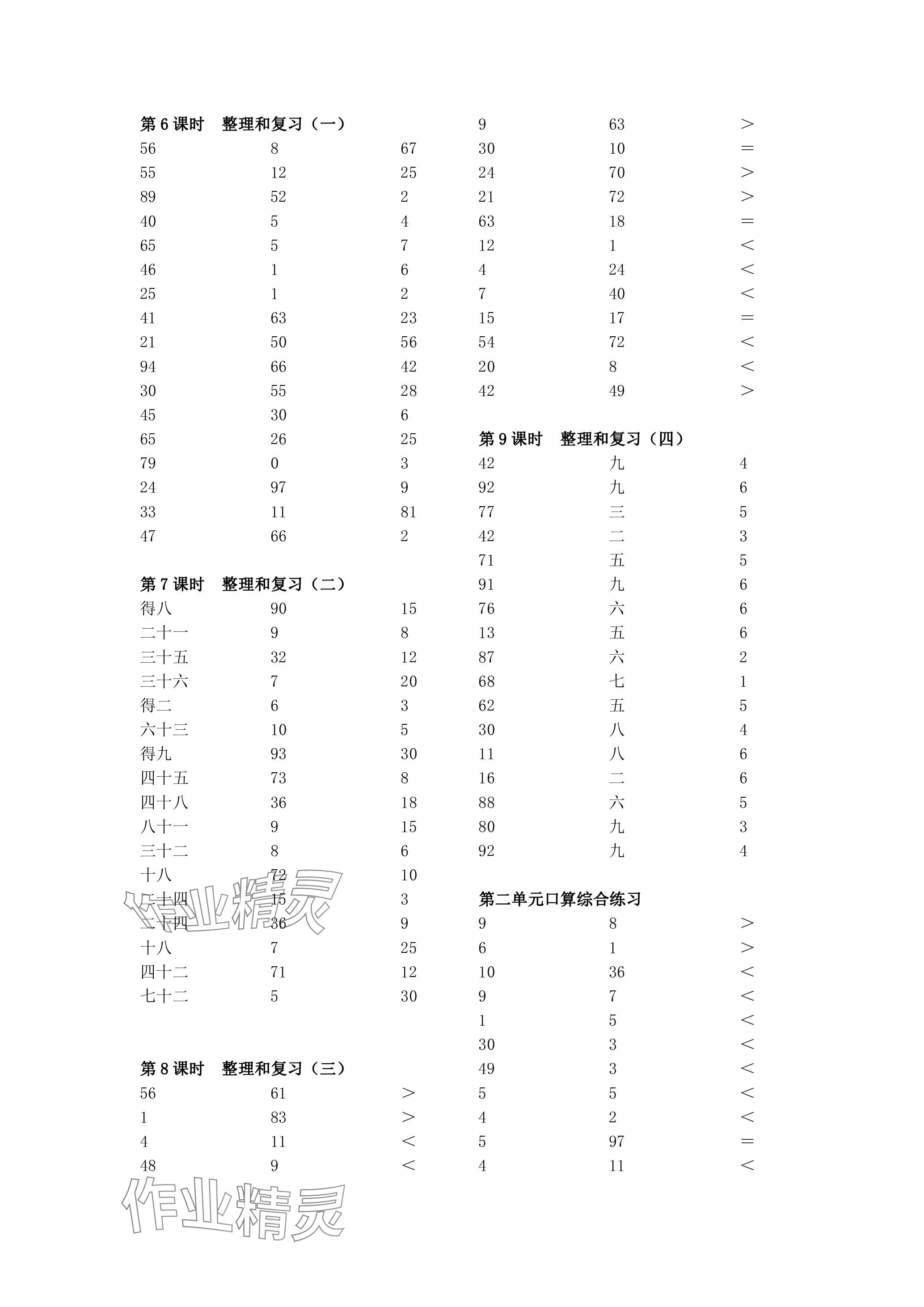 2024年小學數(shù)學口算速算心算二年級數(shù)學下冊人教版 參考答案第3頁