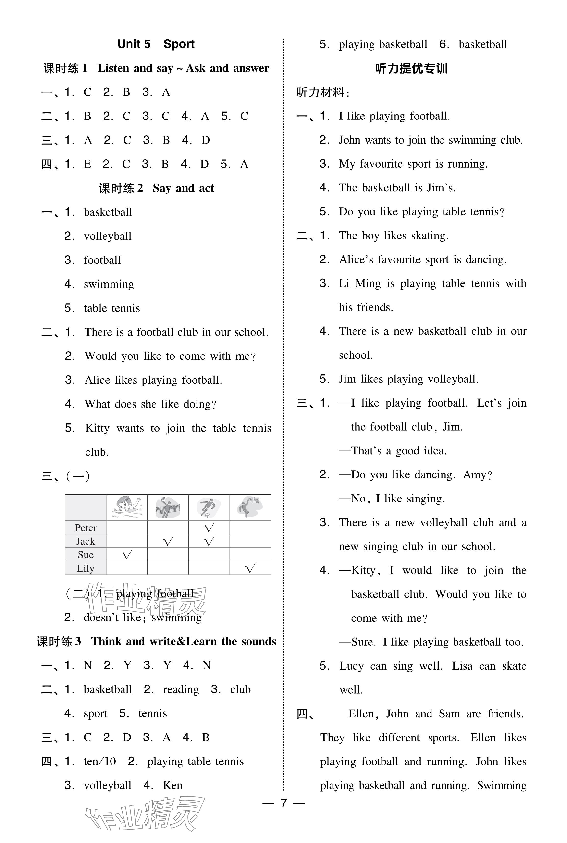 2024年綜合應用創(chuàng)新題典中點四年級英語下冊滬教版山西專用 參考答案第7頁