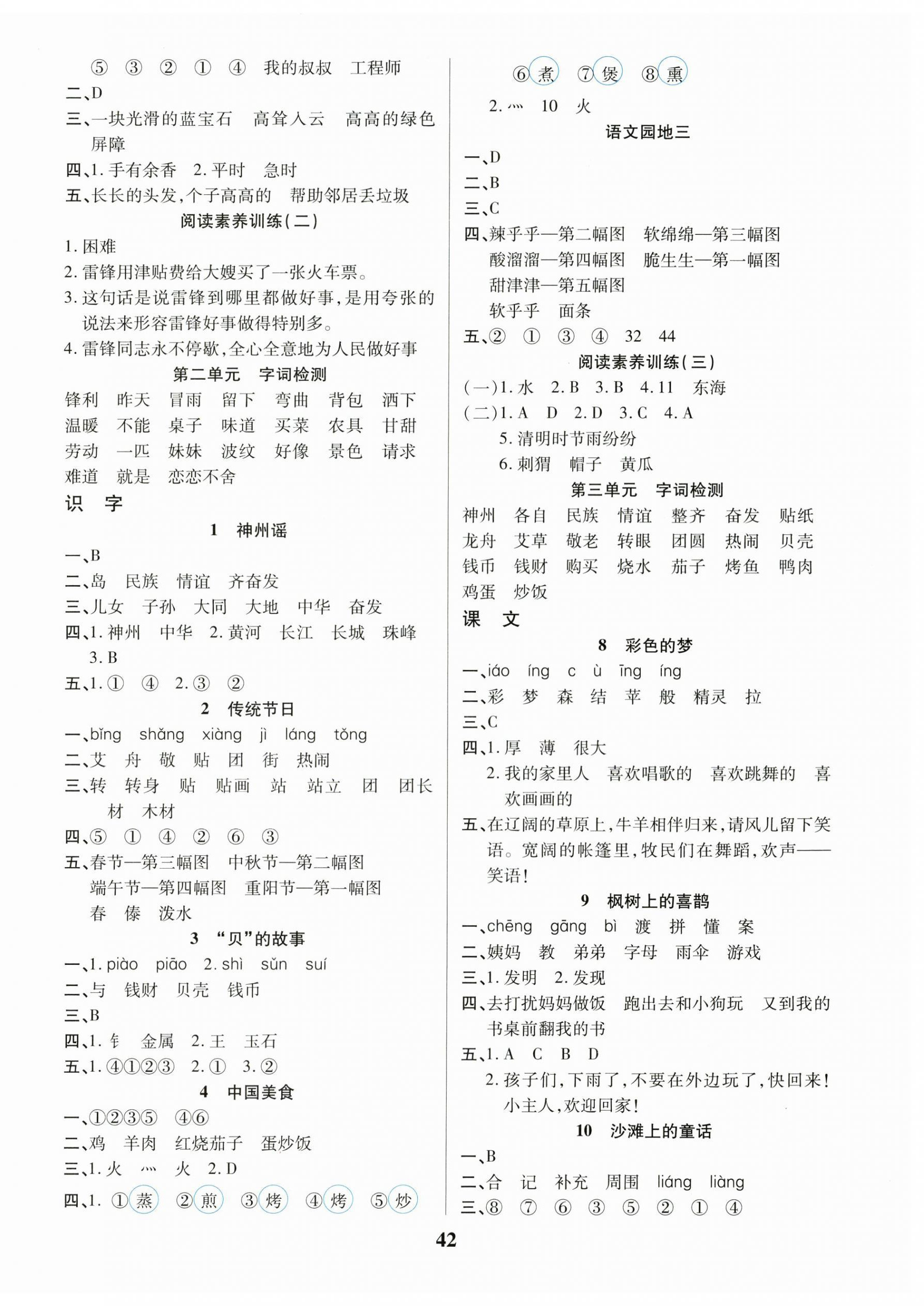 2025年優秀三好生二年級語文下冊人教版 參考答案第2頁