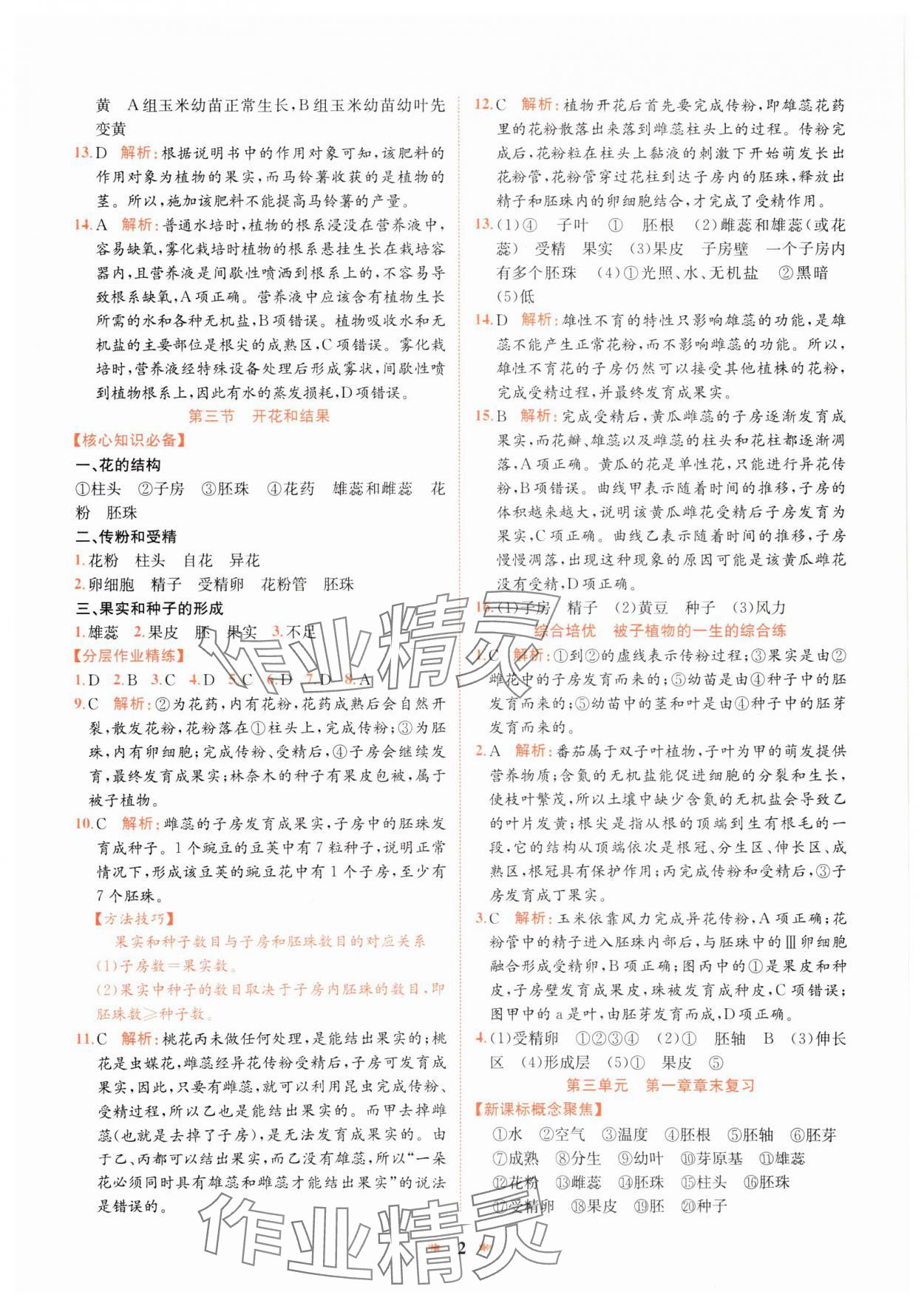 2025年智學酷提優精練七年級生物下冊人教版 參考答案第2頁