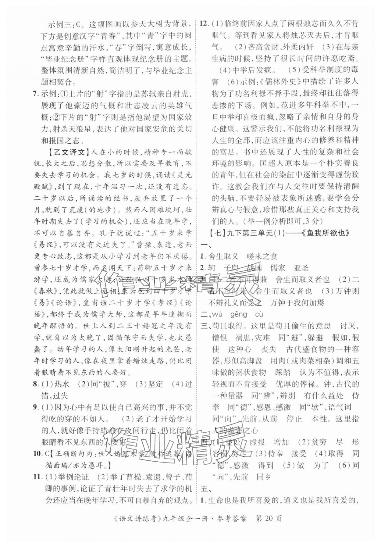 2025年语文讲练考九年级全一册人教版 第20页