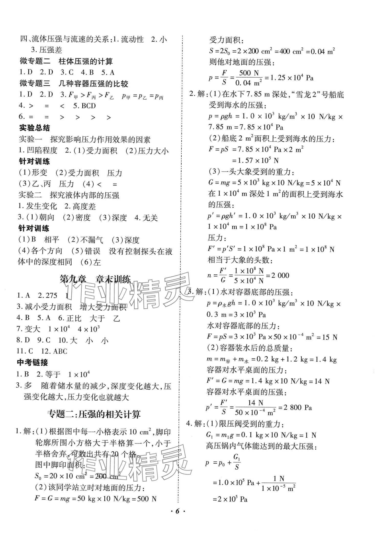 2024年本土攻略八年级物理下册人教版云南专版 第6页