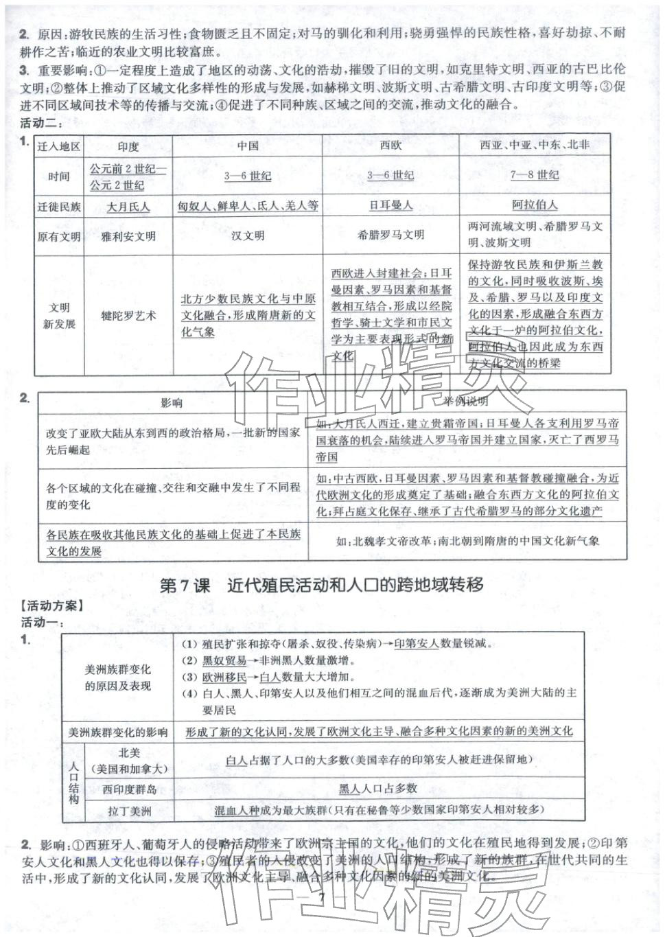 2025年活动单导学课程高中历史选择性必修第三册人教版&nbsp;第7页