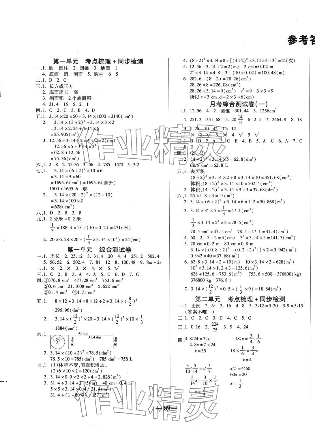 2024年考點梳理名師名校點金100分六年級數(shù)學(xué)下冊北師大版 第1頁