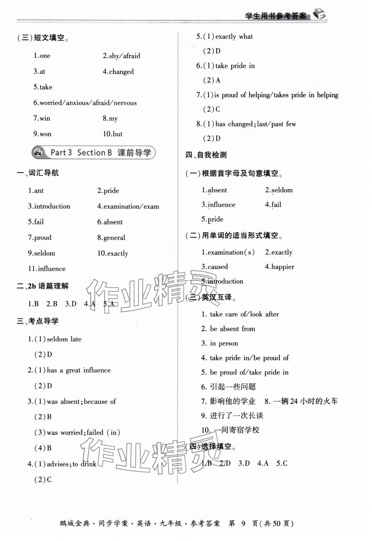 2023年名師幫同步學(xué)案九年級(jí)英語(yǔ)全一冊(cè)人教版 第9頁(yè)