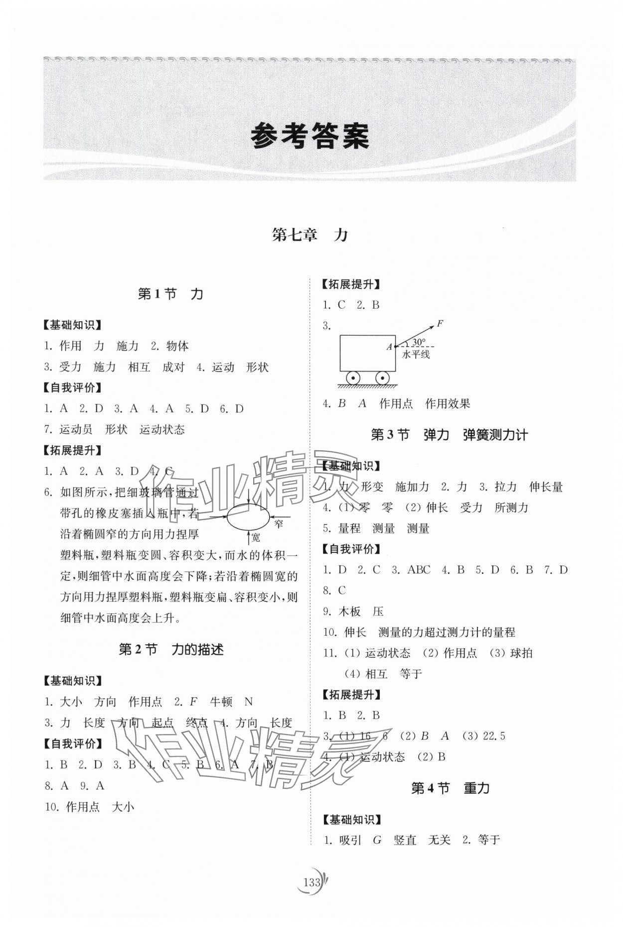 2025年同步練習(xí)冊(cè)山東科學(xué)技術(shù)出版社八年級(jí)物理下冊(cè)教科版 參考答案第1頁(yè)